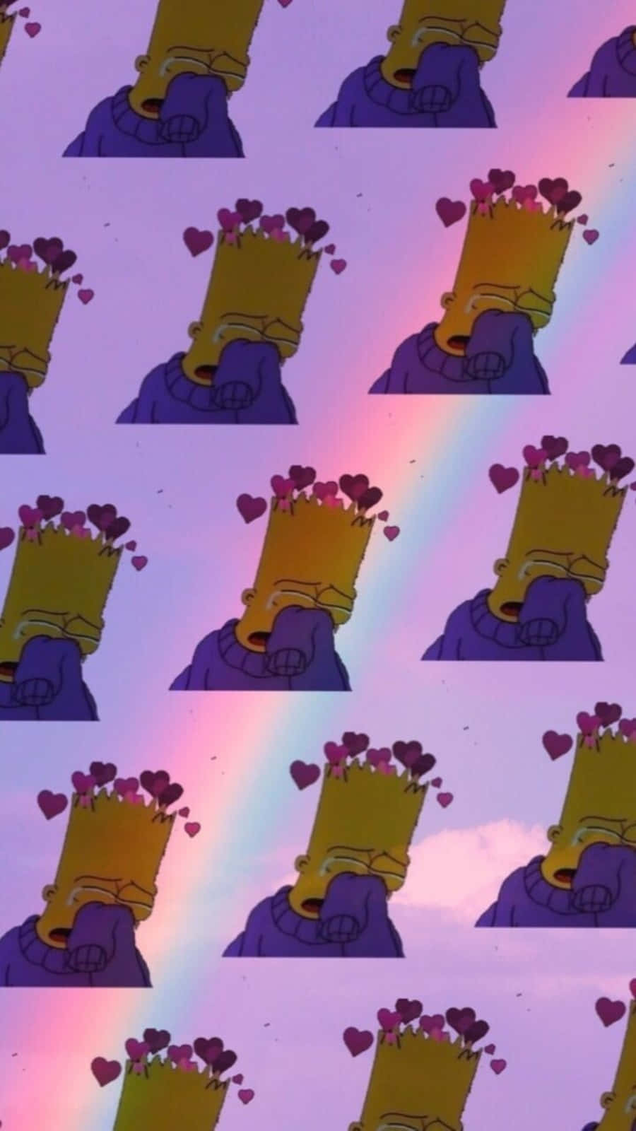 Sad Bart Simpson Phone, Bart Simpson, rainbow sky, HD Phone Wallpaper