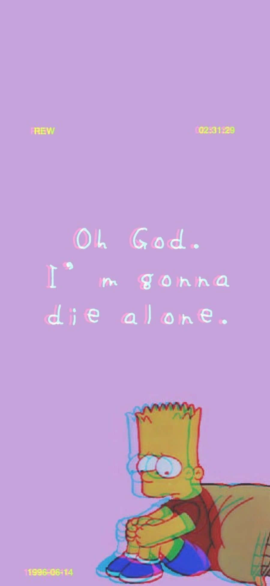 Bart Simpson, purple background, glitchy text, Full HD Phone Wallpaper