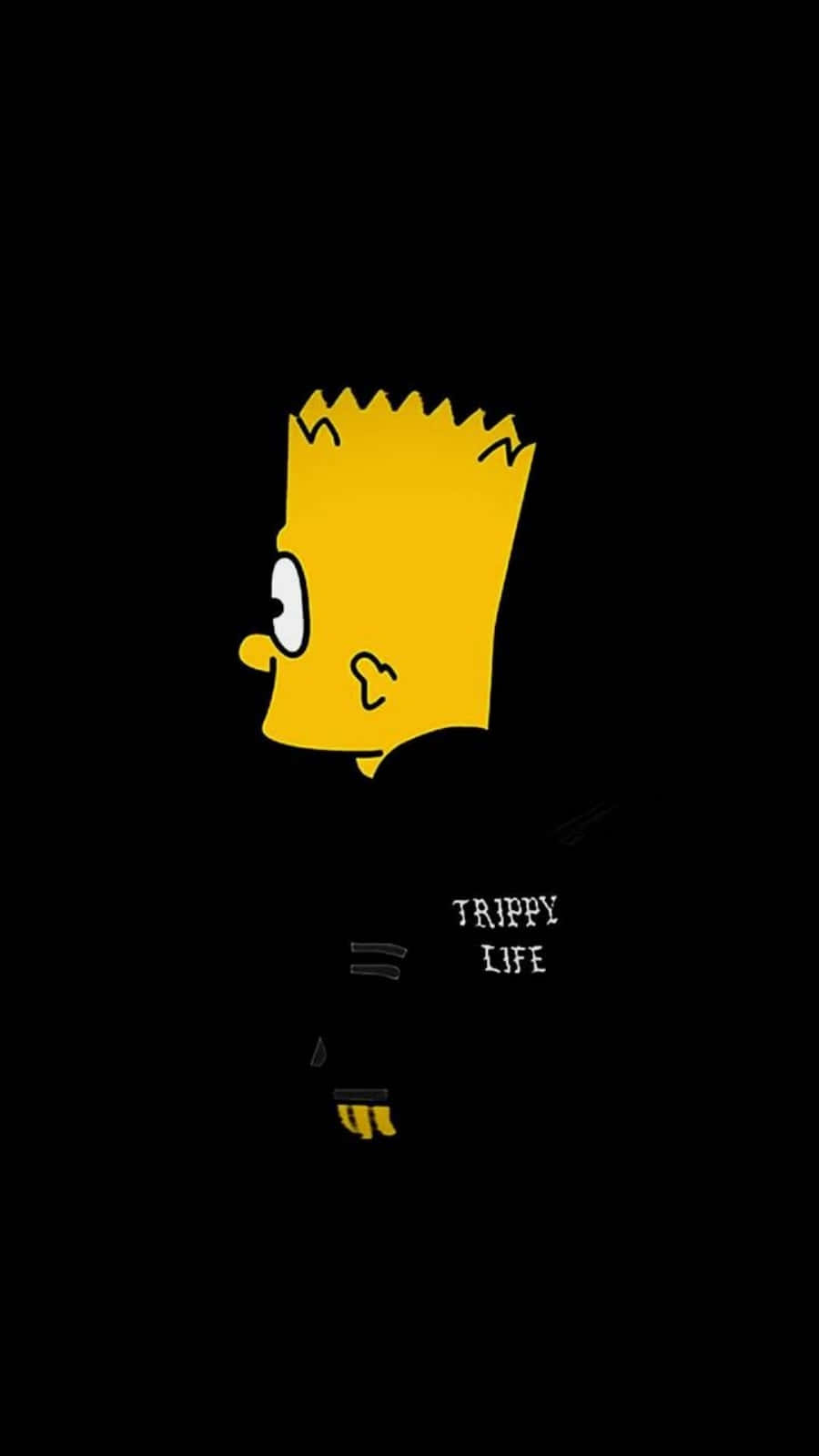 Bart Simpson, black background, trippy life text, HD Phone Wallpaper