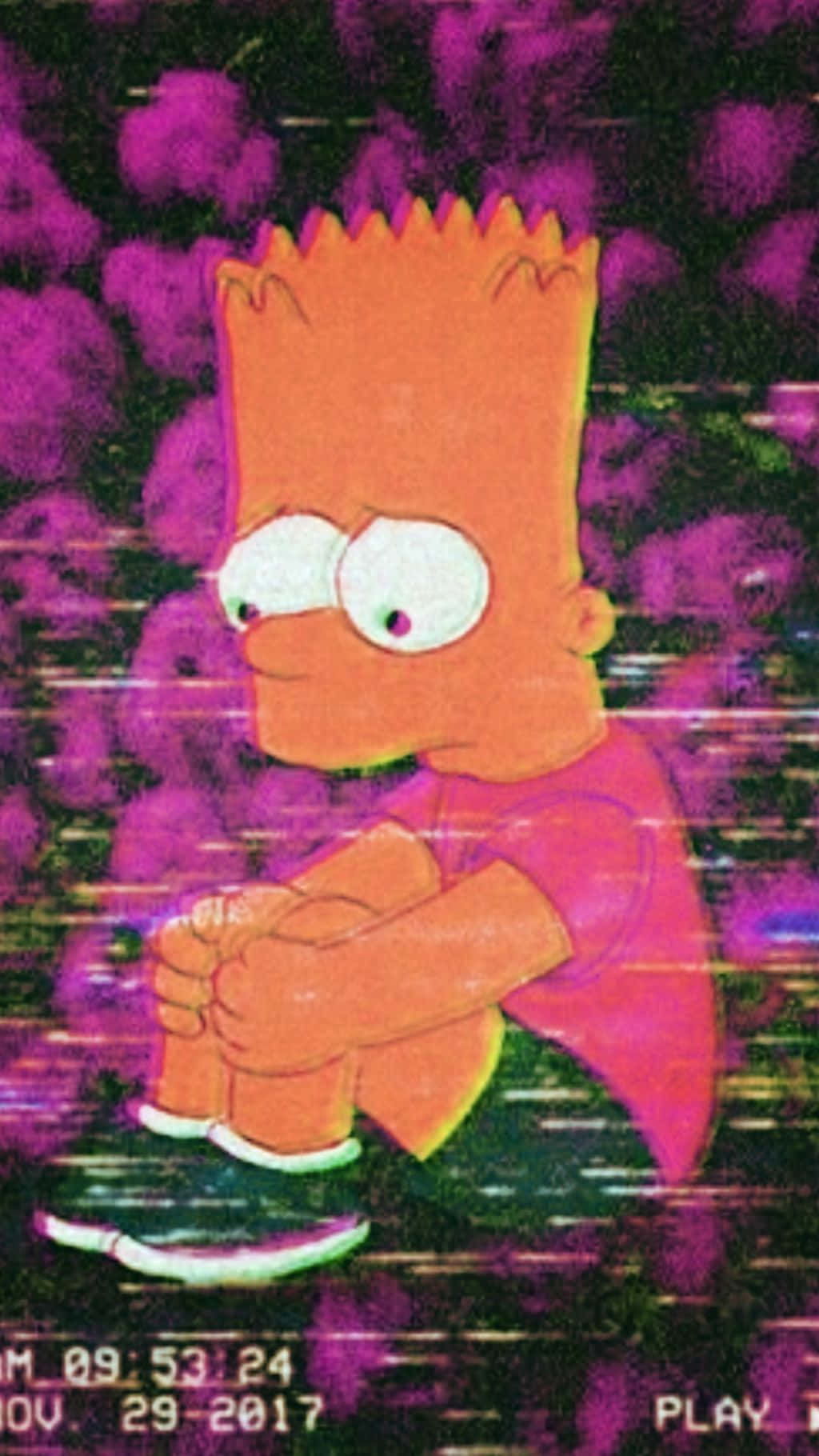 Bart Simpson, outdated phone, glitchy purple background, HD Phone Wallpaper