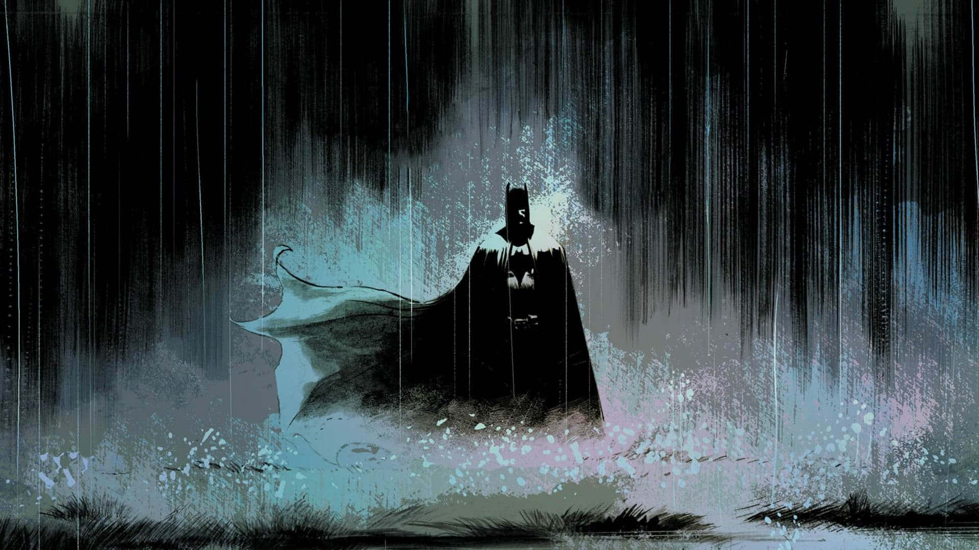 Batman, rain, cape, Full HD Desktop Wallpaper
