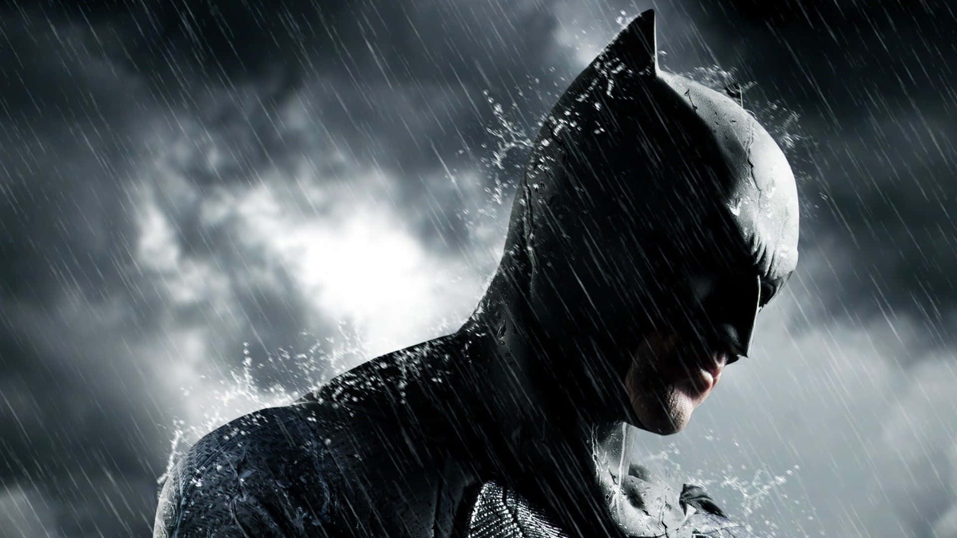 Batman, rain, downpour, Full HD Desktop Wallpaper