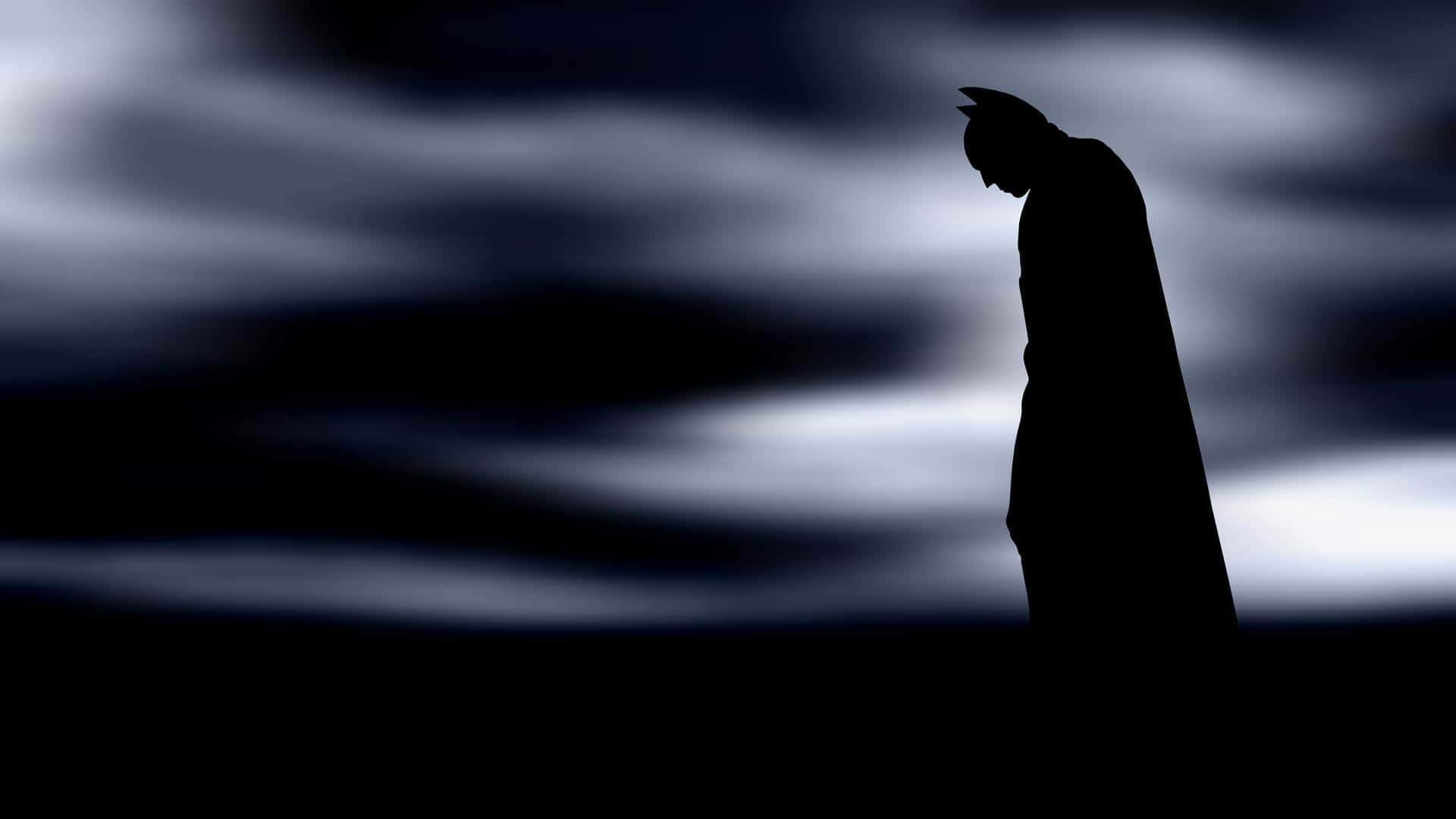 Batman, silhouette, dark blue, Full HD Desktop Wallpaper