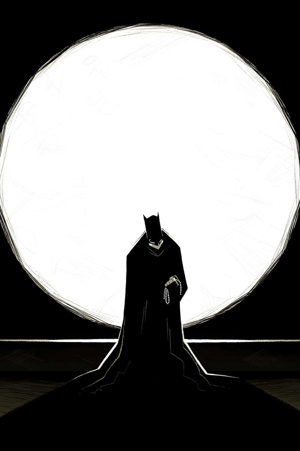 Sad Batman, full moon, silhouette, HD Phone Wallpaper