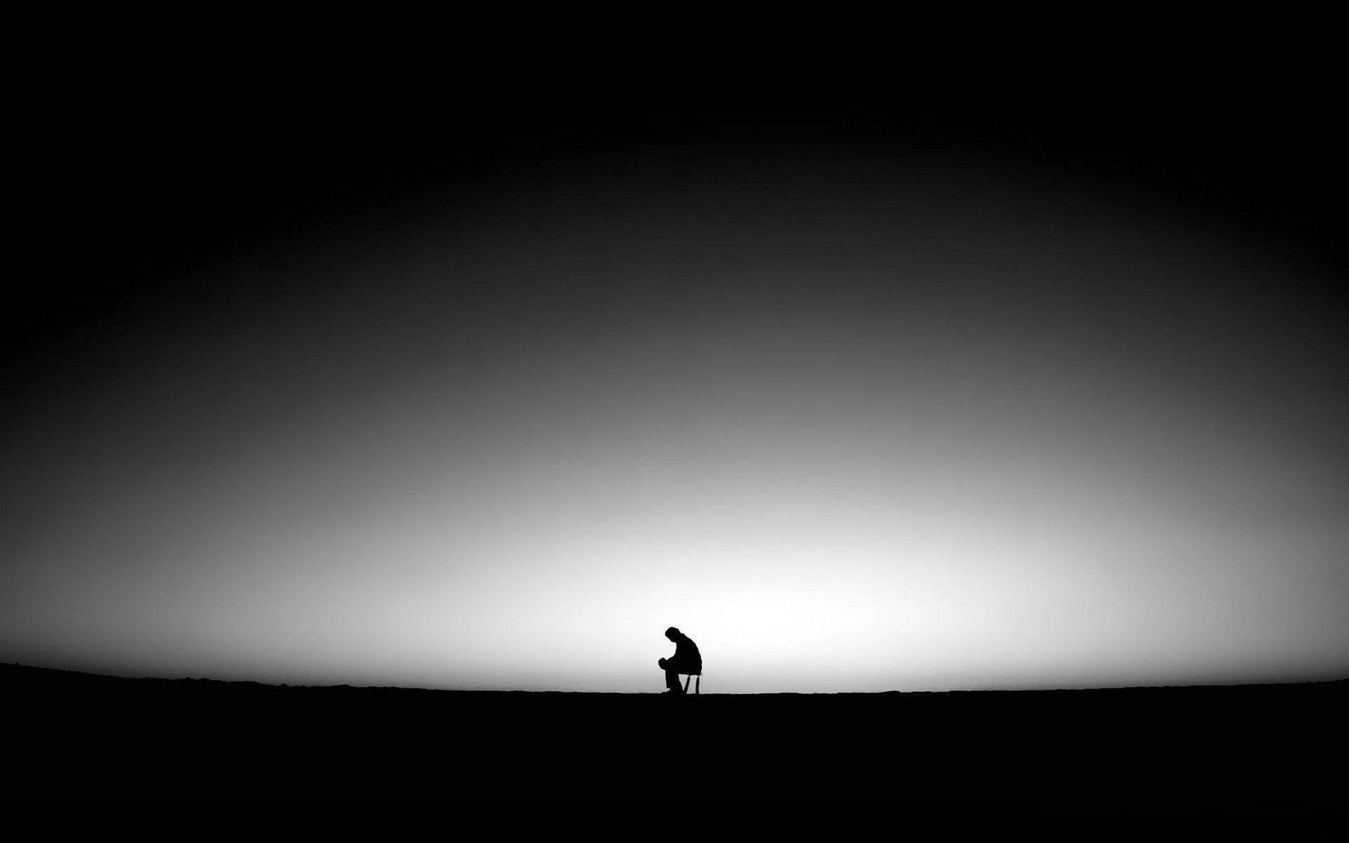 sad black man, silhouette, twilight, Full HD Desktop Wallpaper