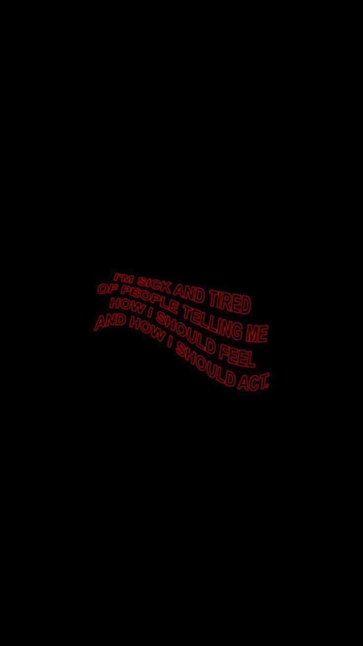 black background, red glowing text, emotional quote illustration, HD Phone Wallpaper