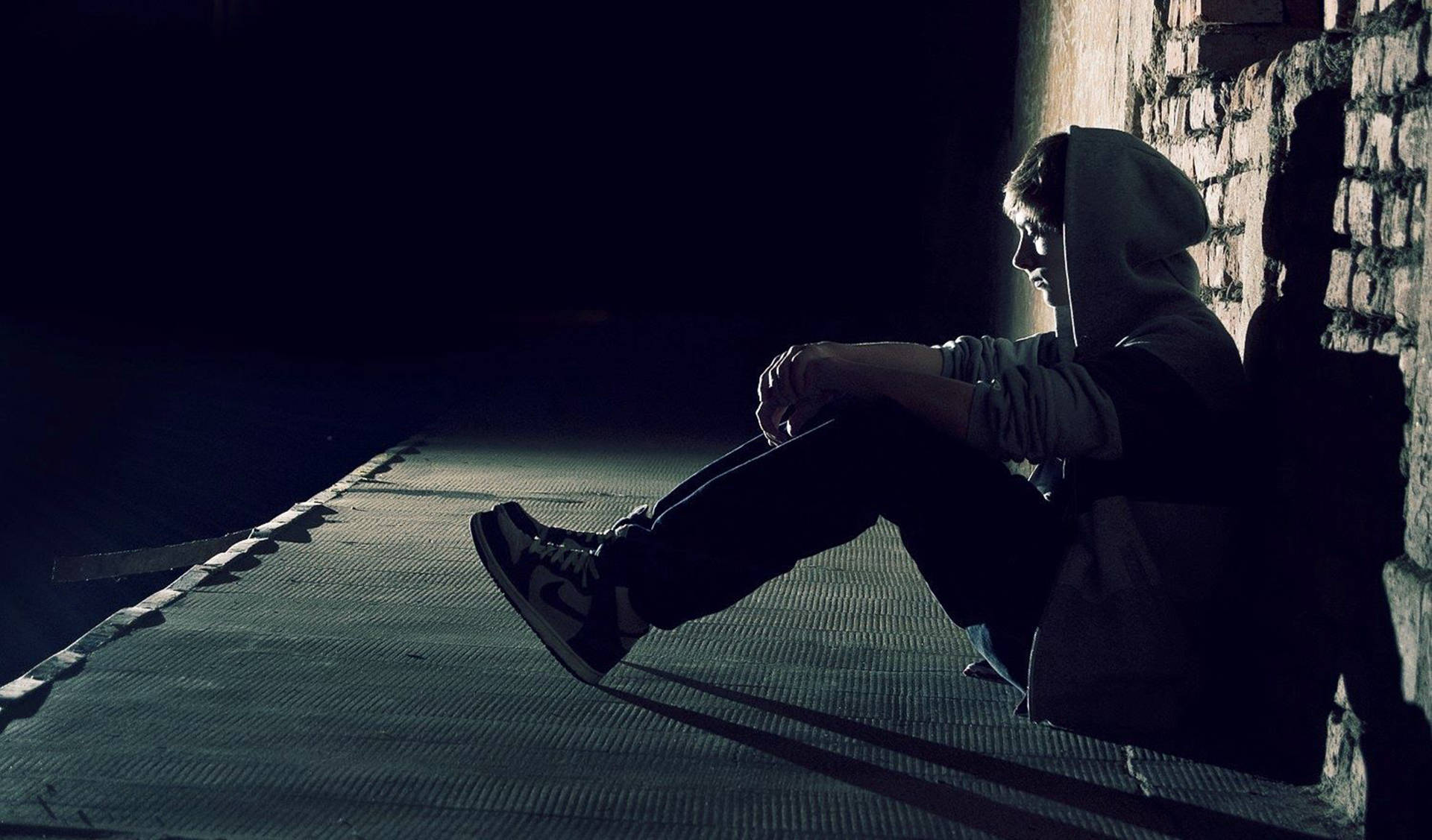 Sad Boy At Roadside, Full HD Desktop Wallpaper