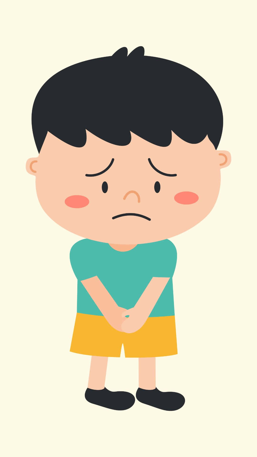 Handsome Boy Cartoon With Sad Expression, Full HD Phone Wallpaper