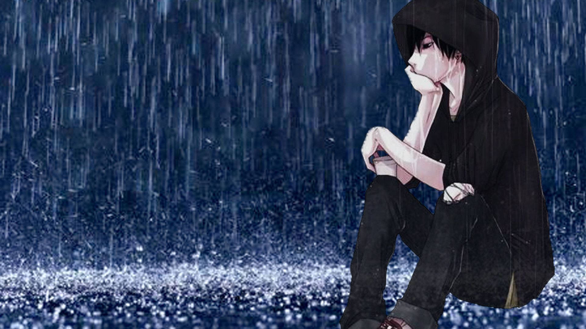 Sad Boy In Rain, Full HD Desktop Wallpaper