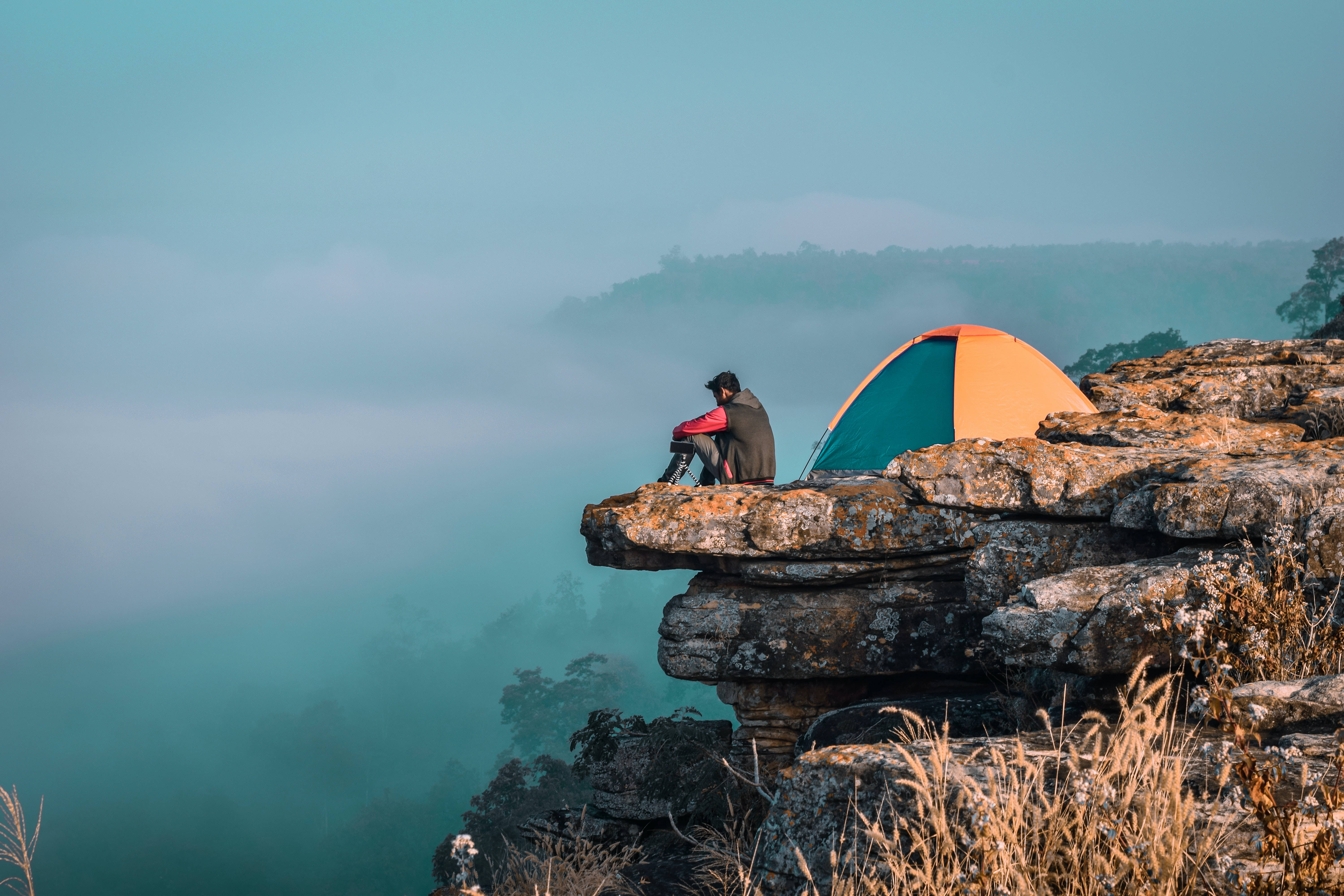 Sad Boy At Mountain Edge, 5K Desktop Wallpaper