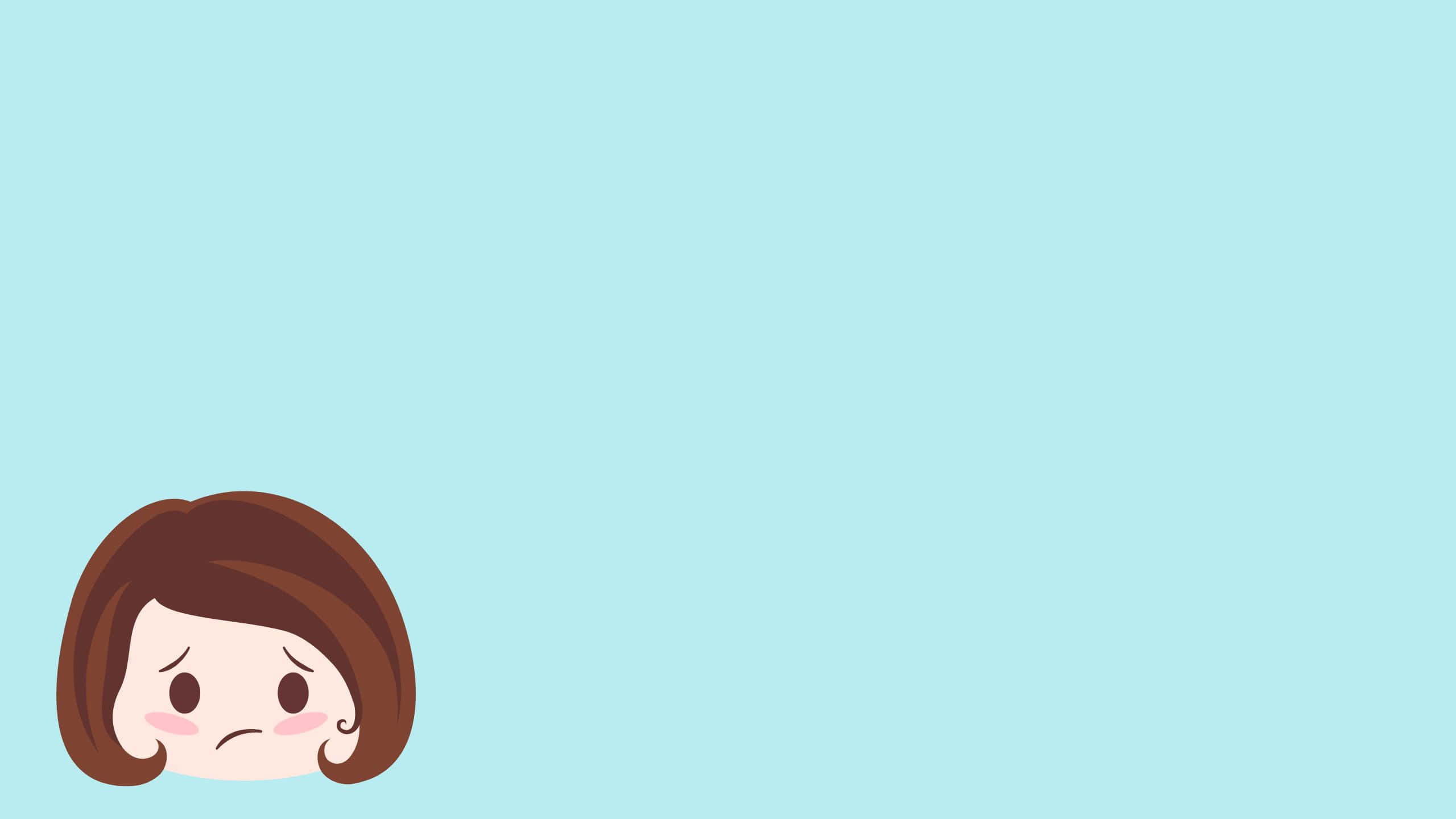 emoji girl, cartoon girl, brown bob hair, 2K Desktop Wallpaper