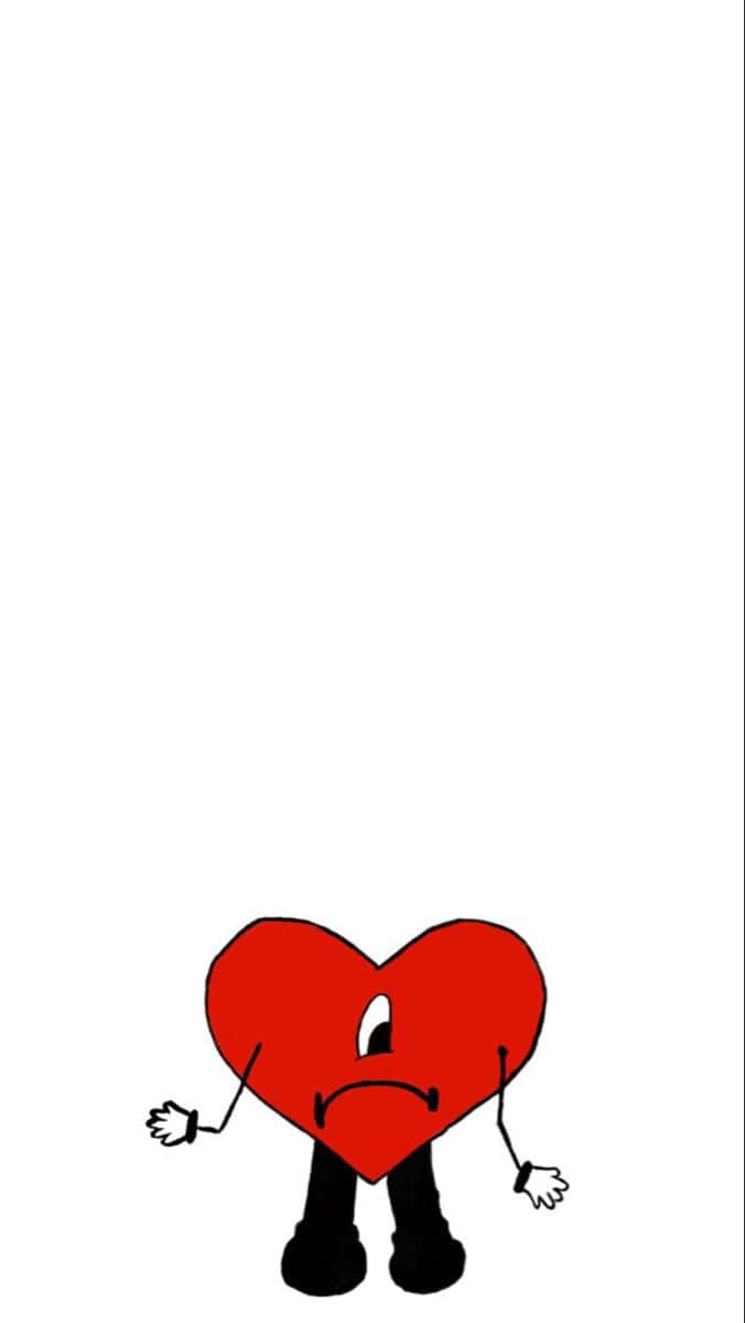 cartoon heart character, red, one eye, SD Phone Wallpaper