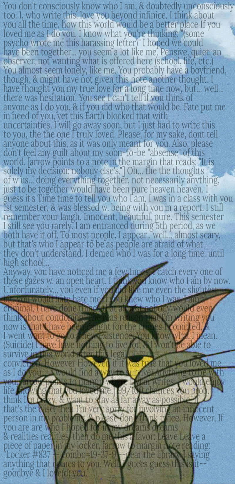 Sad Cat, handwritten letter, blue ink, HD Phone Wallpaper