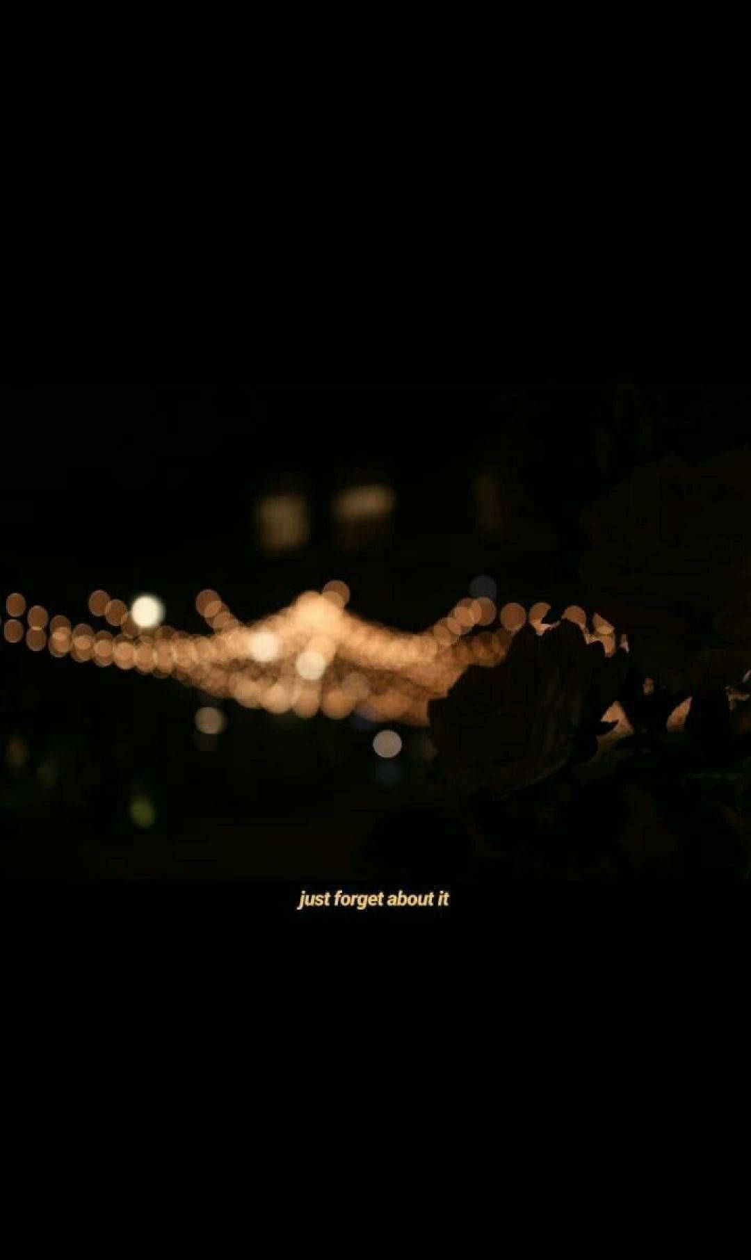 Bokeh lights, dark night sky, faint text overlay, HD Phone Wallpaper