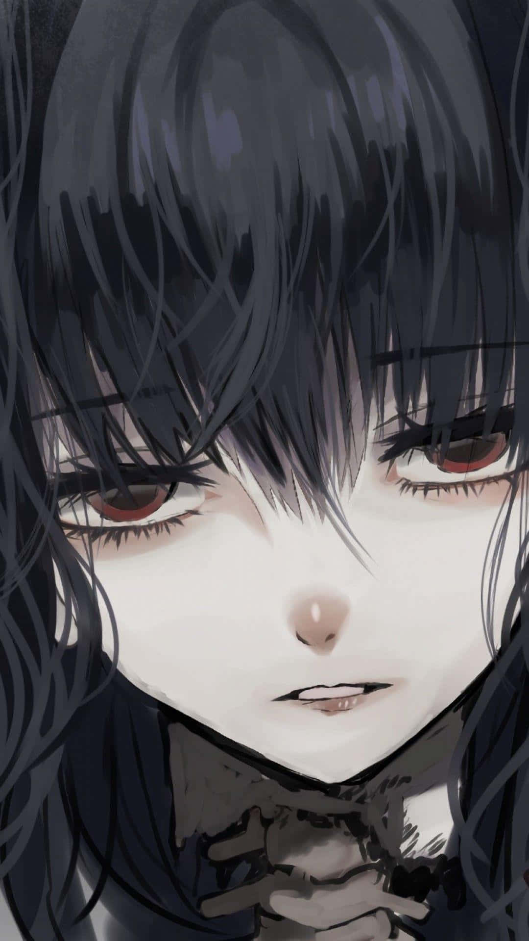 sad depressing anime, gothic emo girl, pale girl, Full HD Phone Wallpaper