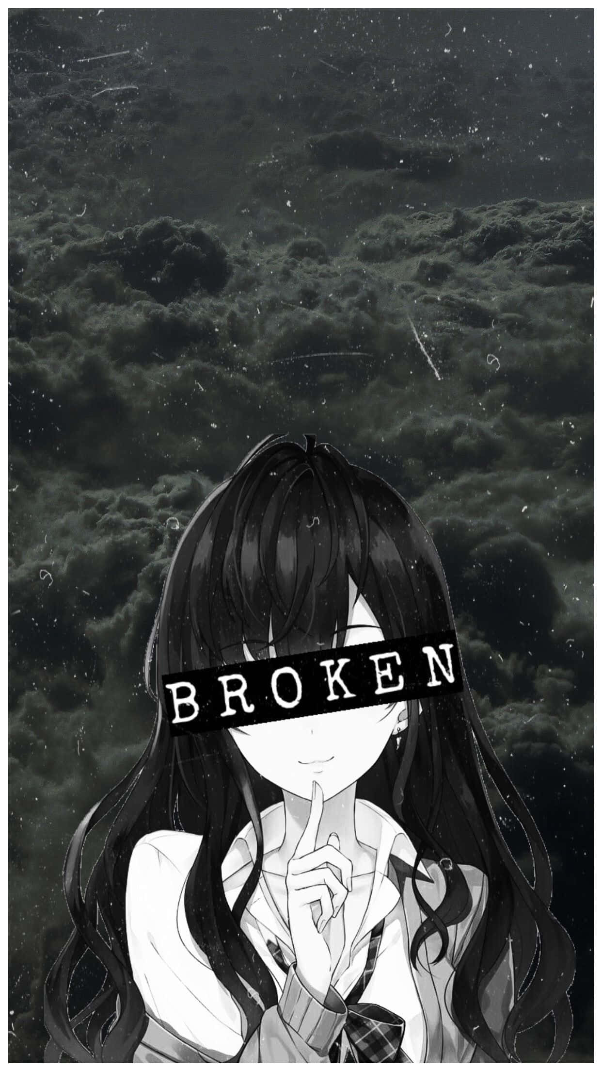 monochrome, long dark hair, finger to lips, Full HD Phone Wallpaper