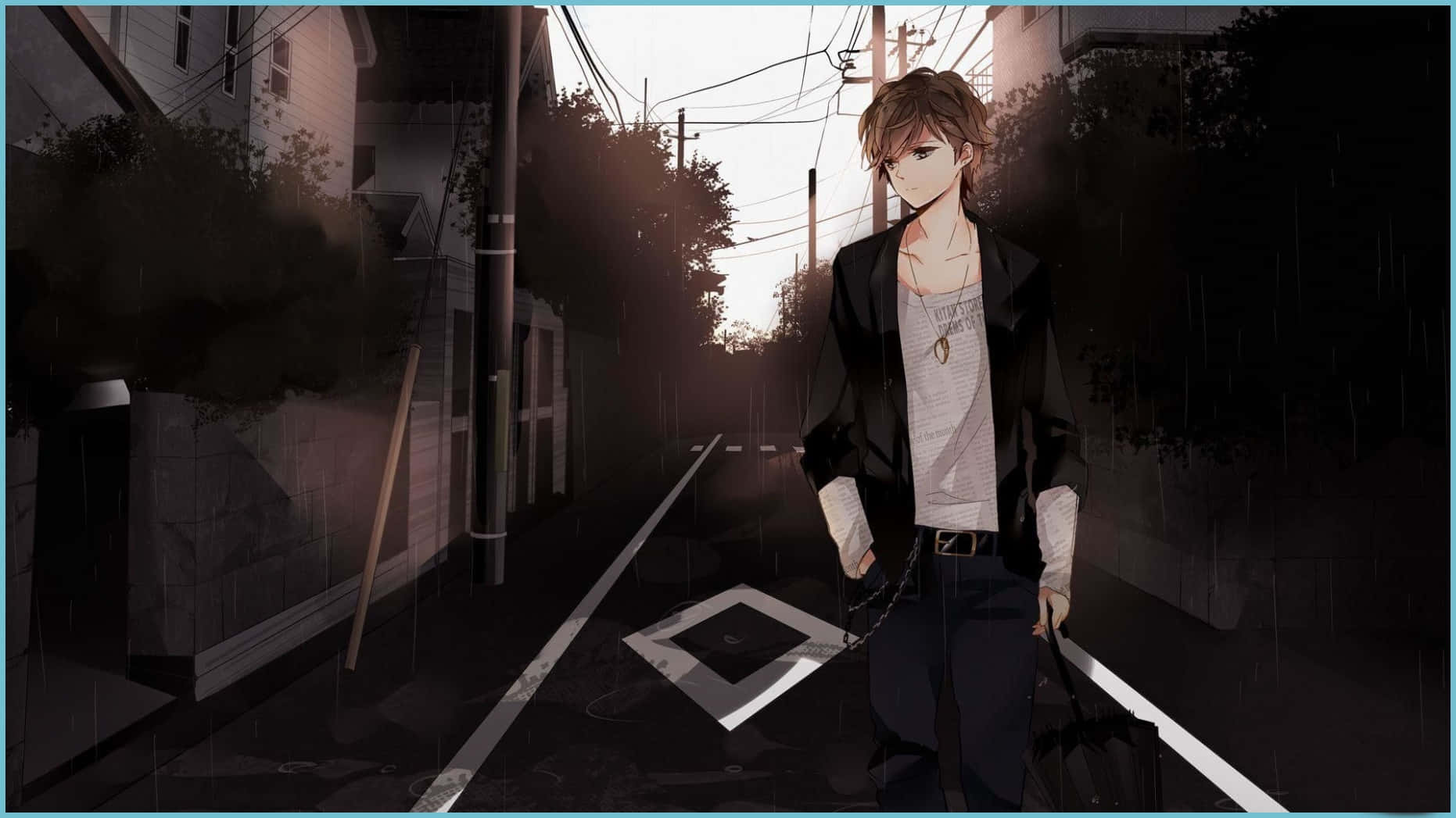 teenage boy, rainy urban alley, dusk, HD Desktop Wallpaper