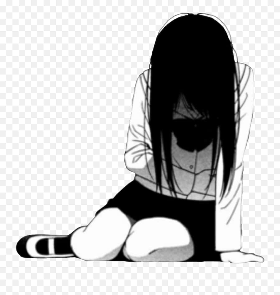 anime girl, long hair, hunched over, SD Phone Wallpaper