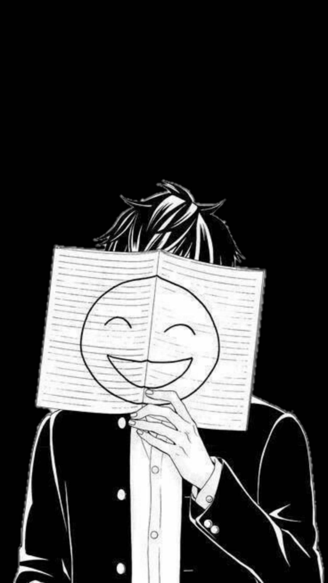 spiky hair, lined notebook, smiling face drawn on it, Full HD Phone Wallpaper