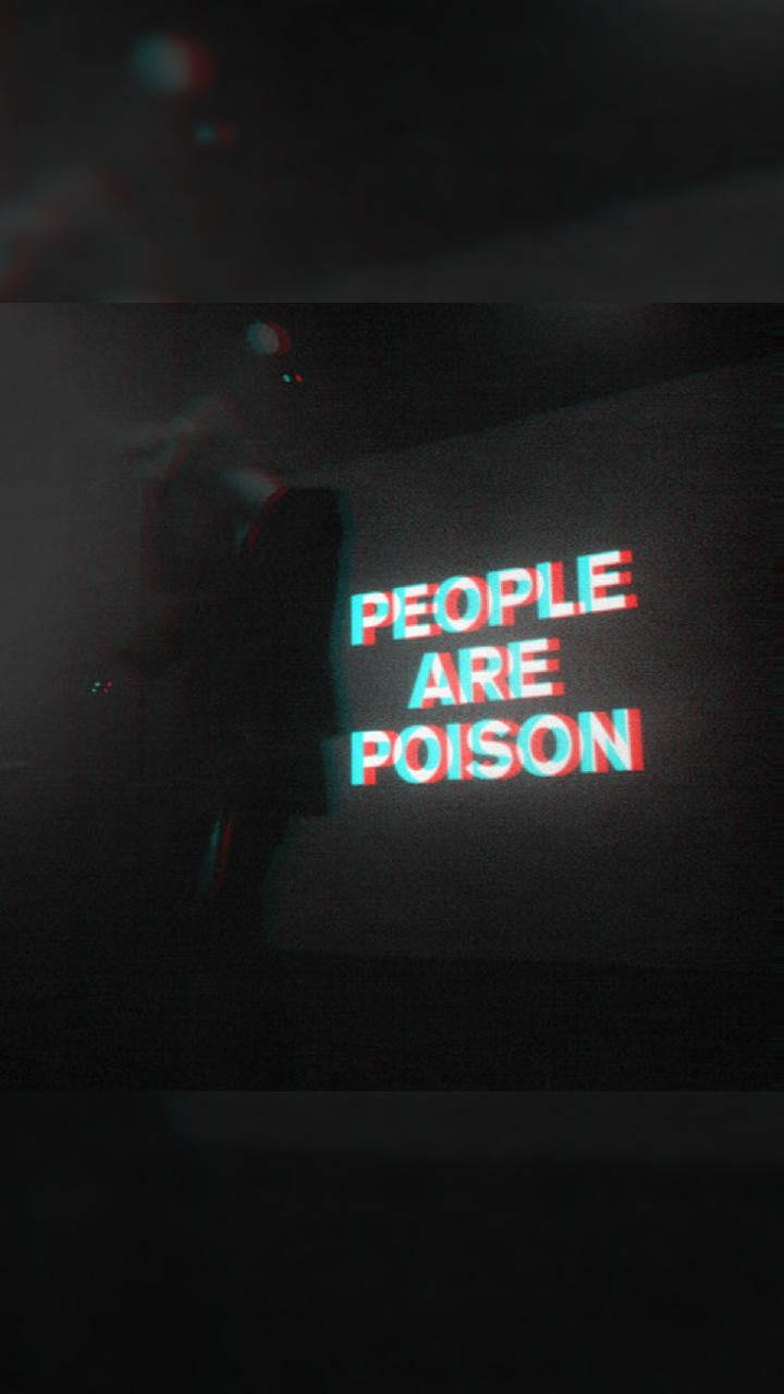 PEOPLE ARE POISON, glitchy 3D text, red and cyan shadow, HD Phone Wallpaper