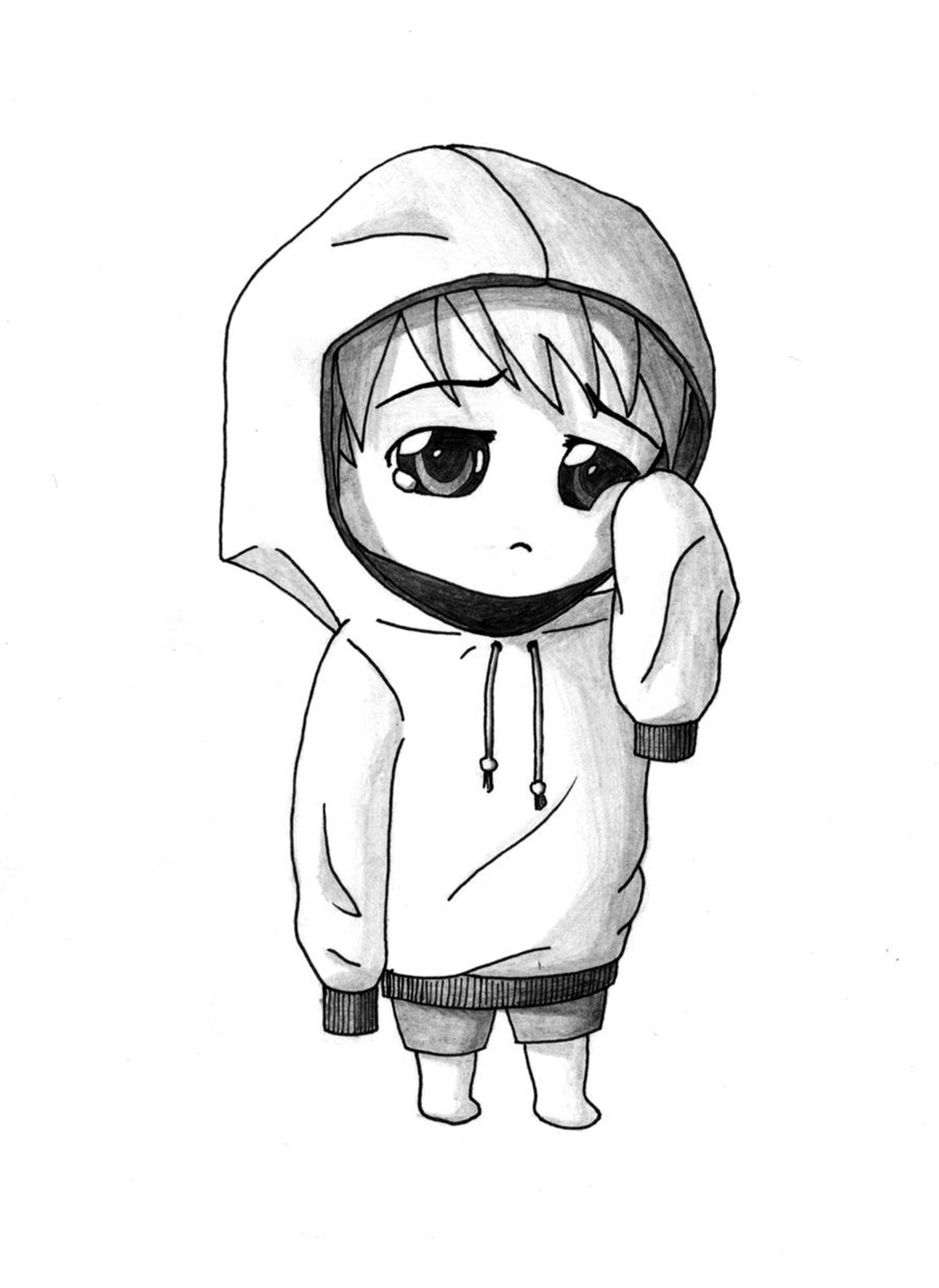 chibi, anime character, hoodie, 2K Phone Wallpaper