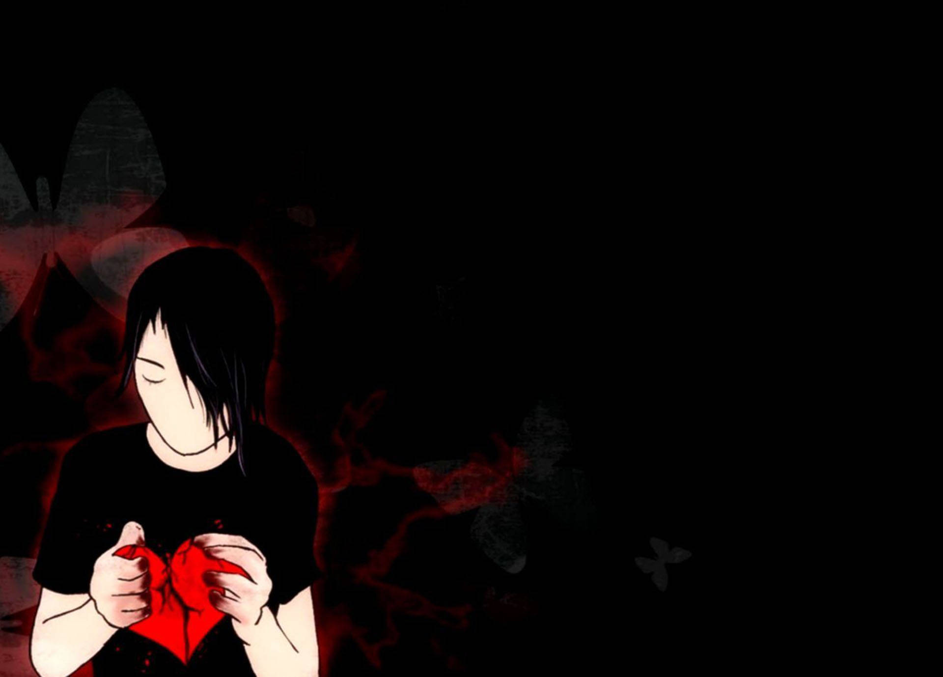 emo boy, anime figure, black hair, Full HD Desktop Wallpaper