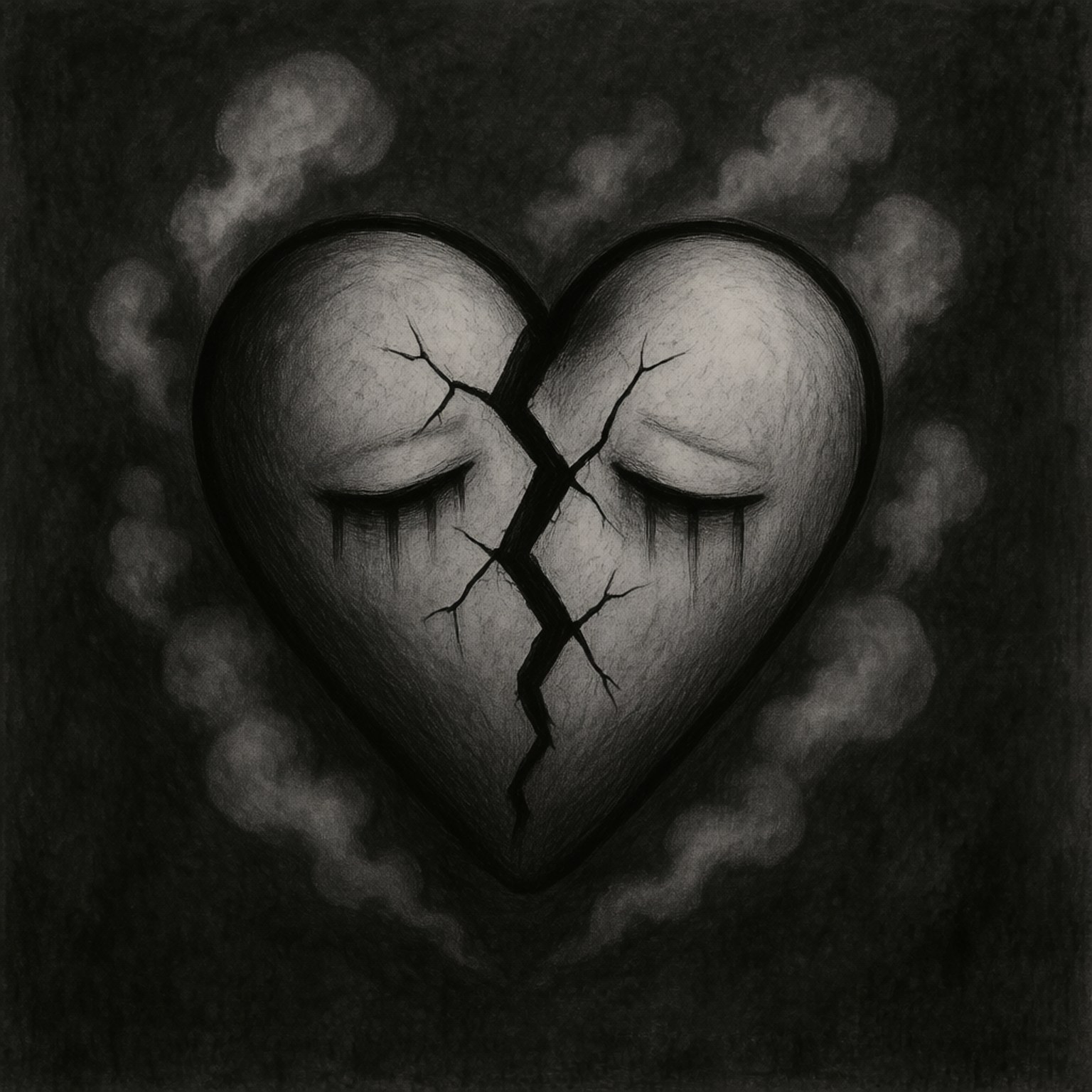 shattered heart, cracked heart, closed eyes, HD Desktop Wallpaper