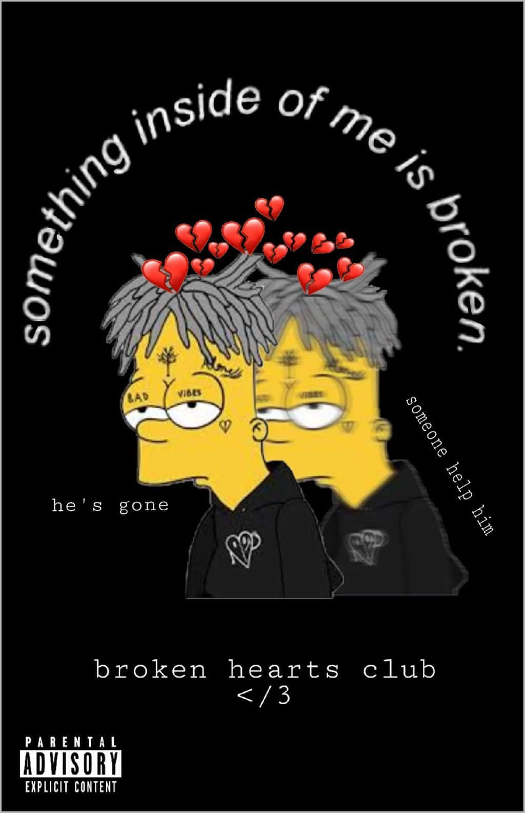 sad edits, yellow cartoon figures, broken hearts, HD Phone Wallpaper