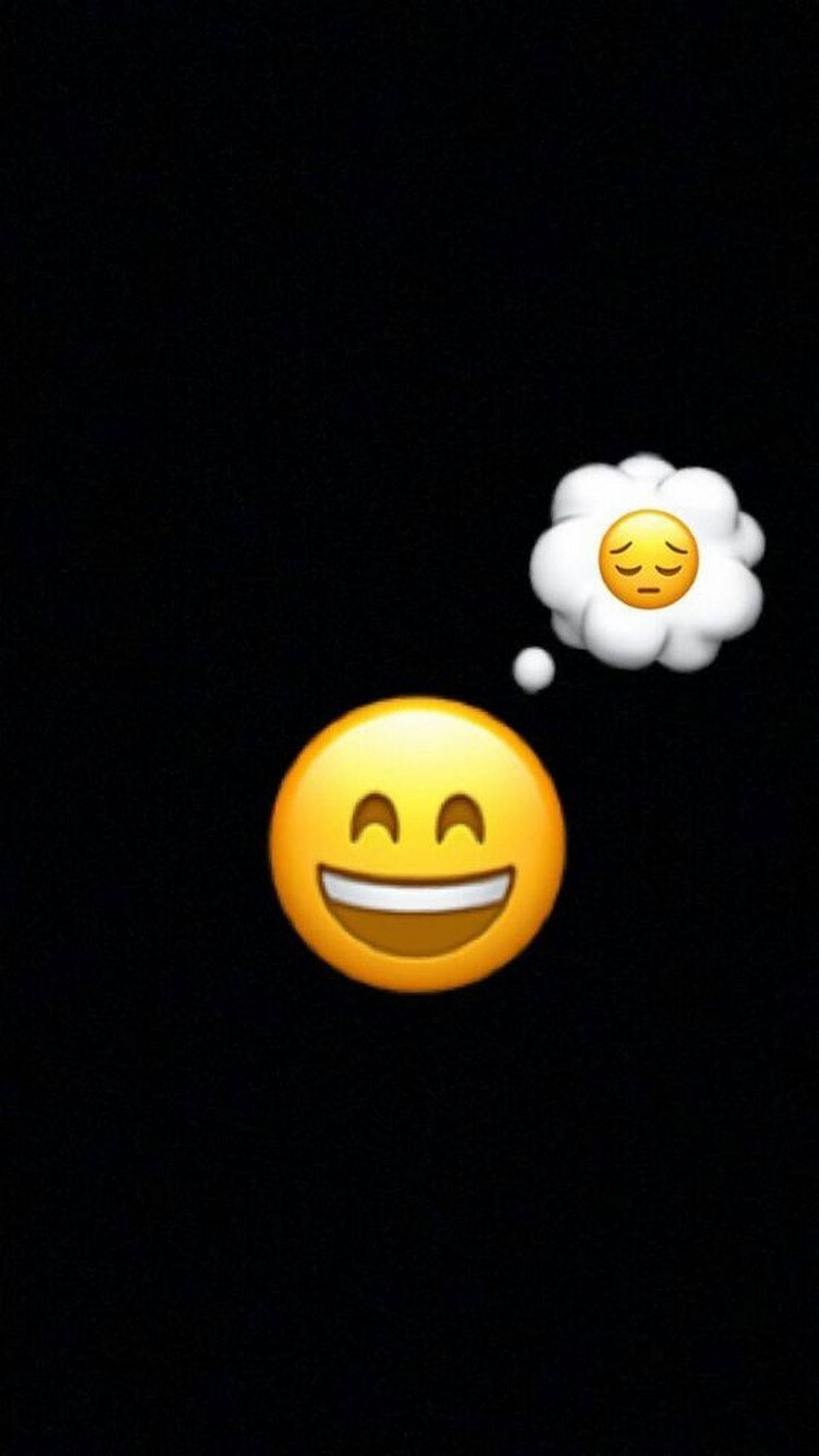 Happy Face Emoji, Sad Sun Emoji, black background, Full HD Phone Wallpaper