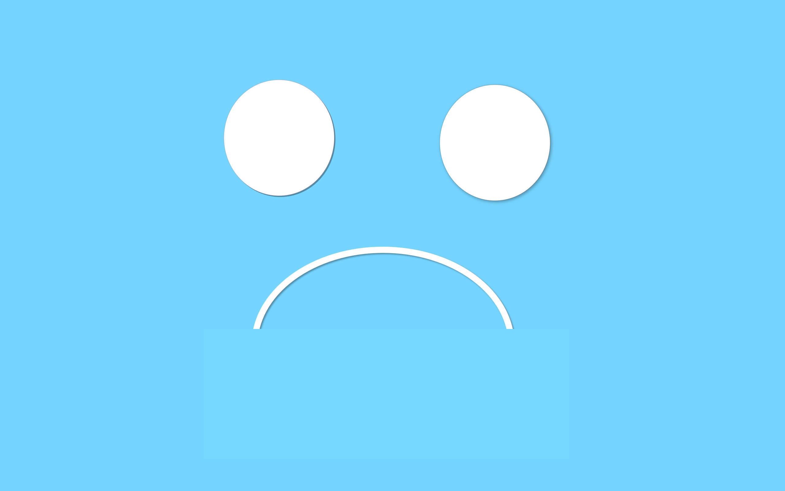 Sad Emoji, light blue background, white circles for eyes, 2K Desktop Wallpaper