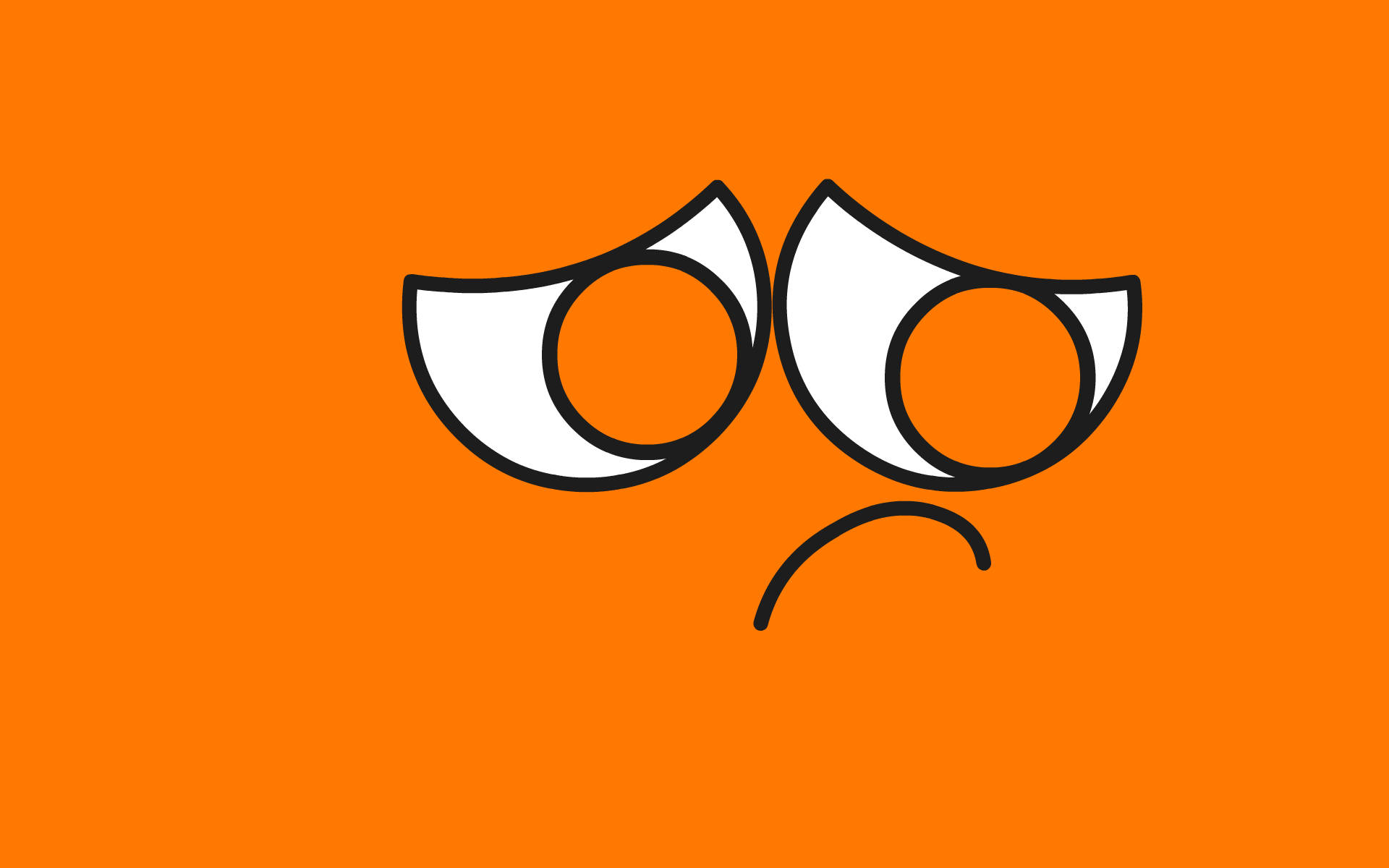 Orange Sad Emoji Face, minimalist cartoon face, angry eyes, Full HD Desktop Wallpaper