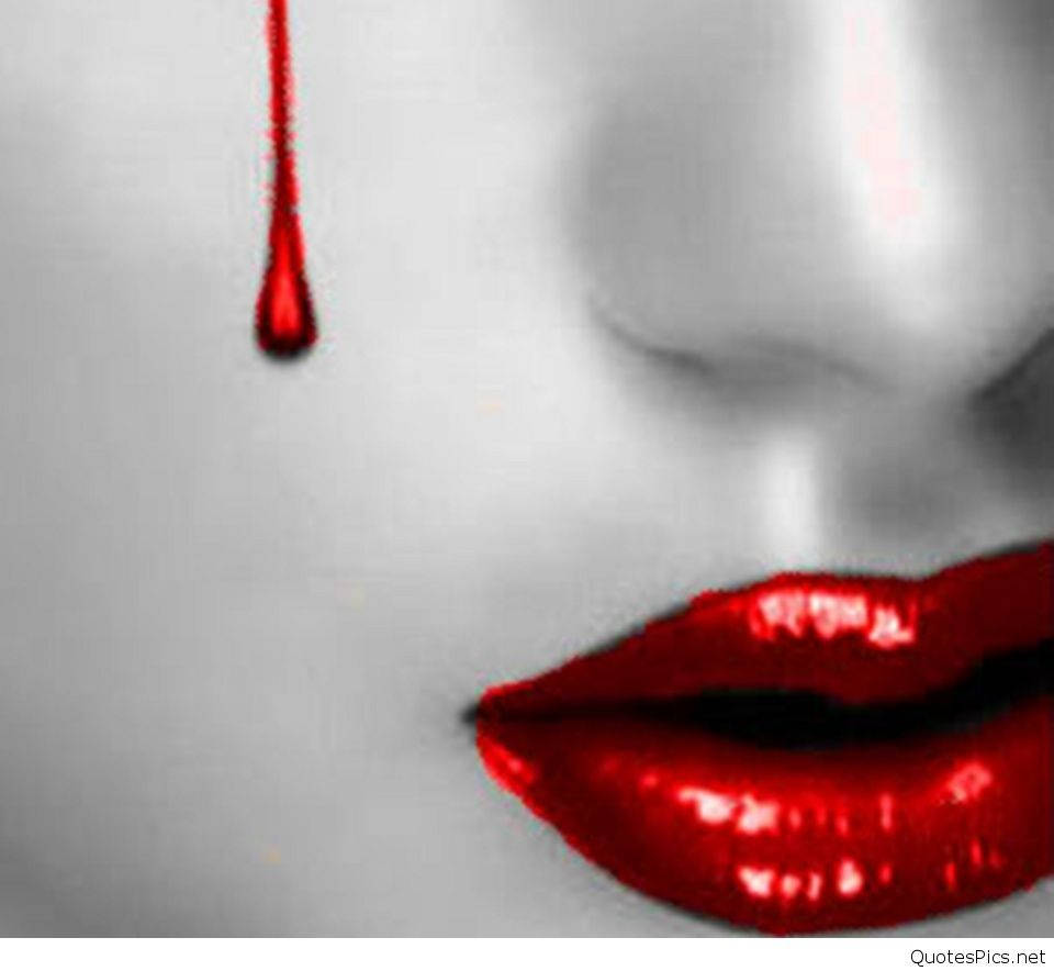 grayscale, vivid red droplet, nose, SD Desktop Wallpaper