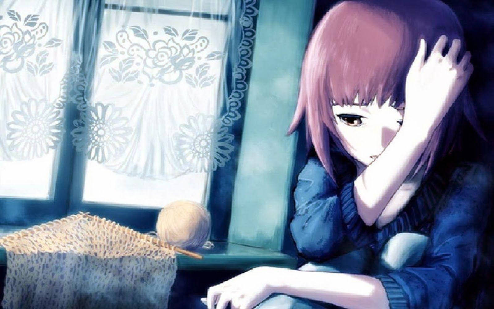 anime girl, pink hair, window, HD Desktop Wallpaper