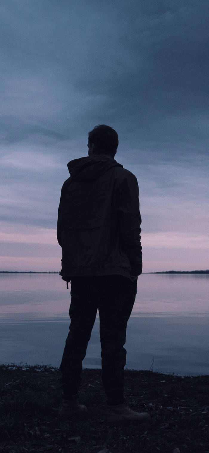 Sad iPhone, twilight sky, calm reflective lake, HD Phone Wallpaper