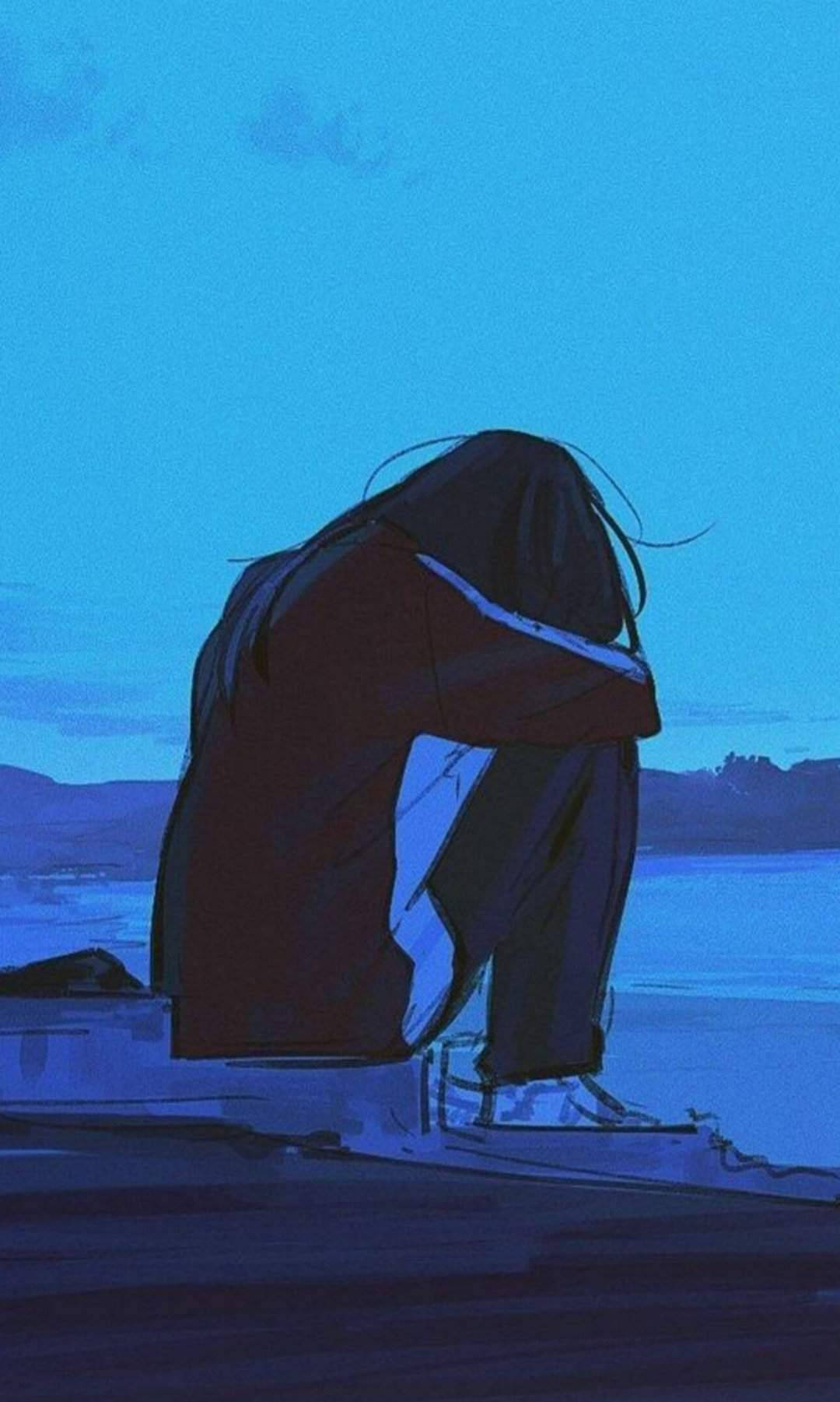 Sad Anime Girl iPhone, dock, twilight, HD Phone Wallpaper