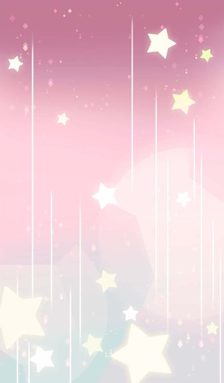 Pastel Vintage iPhone, pastel pink and blue gradient sky, glowing stars falling like rain, HD Phone Wallpaper