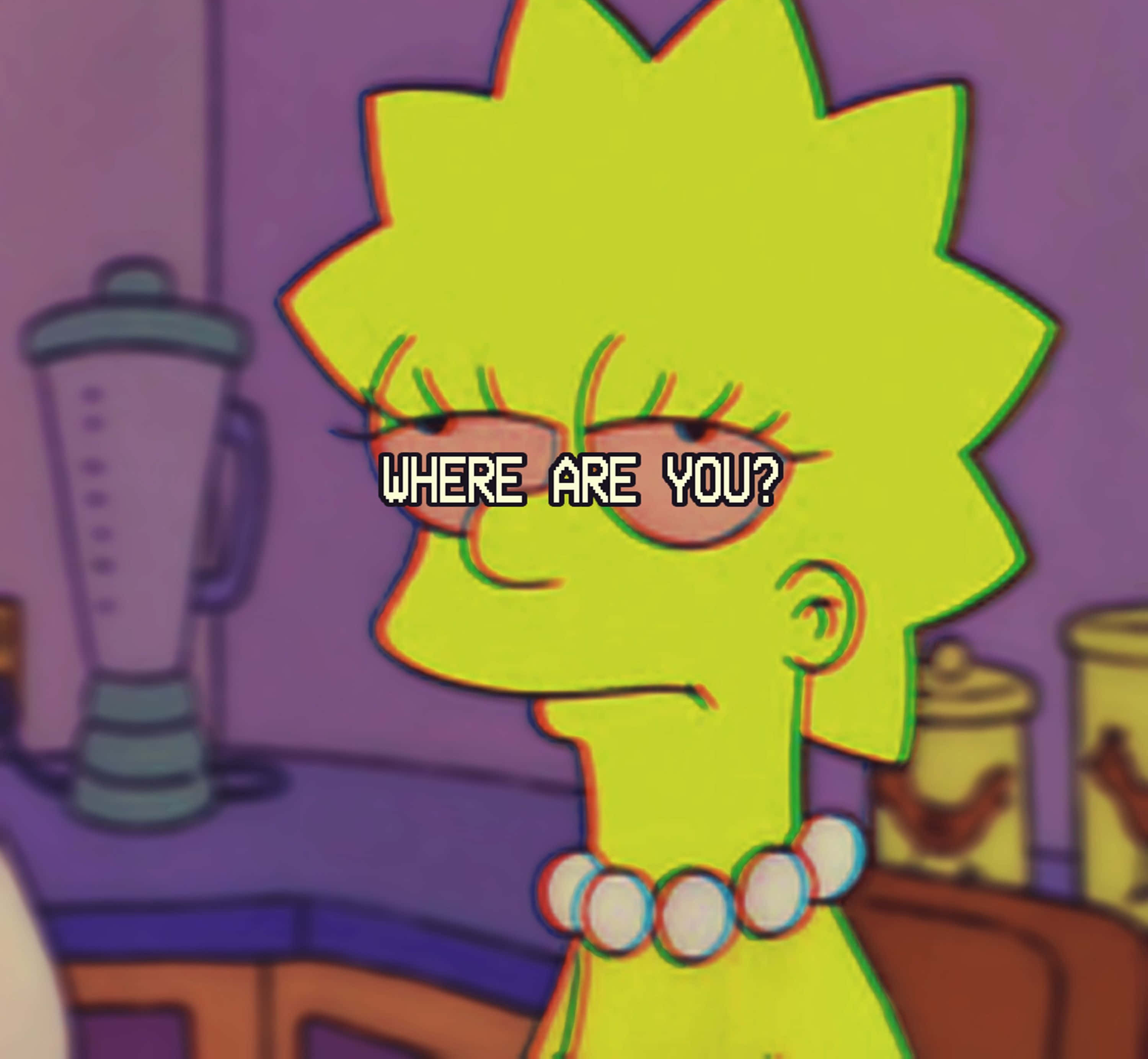 Lisa Simpson, kitchen setting, skeptical expression, 2K Desktop Wallpaper