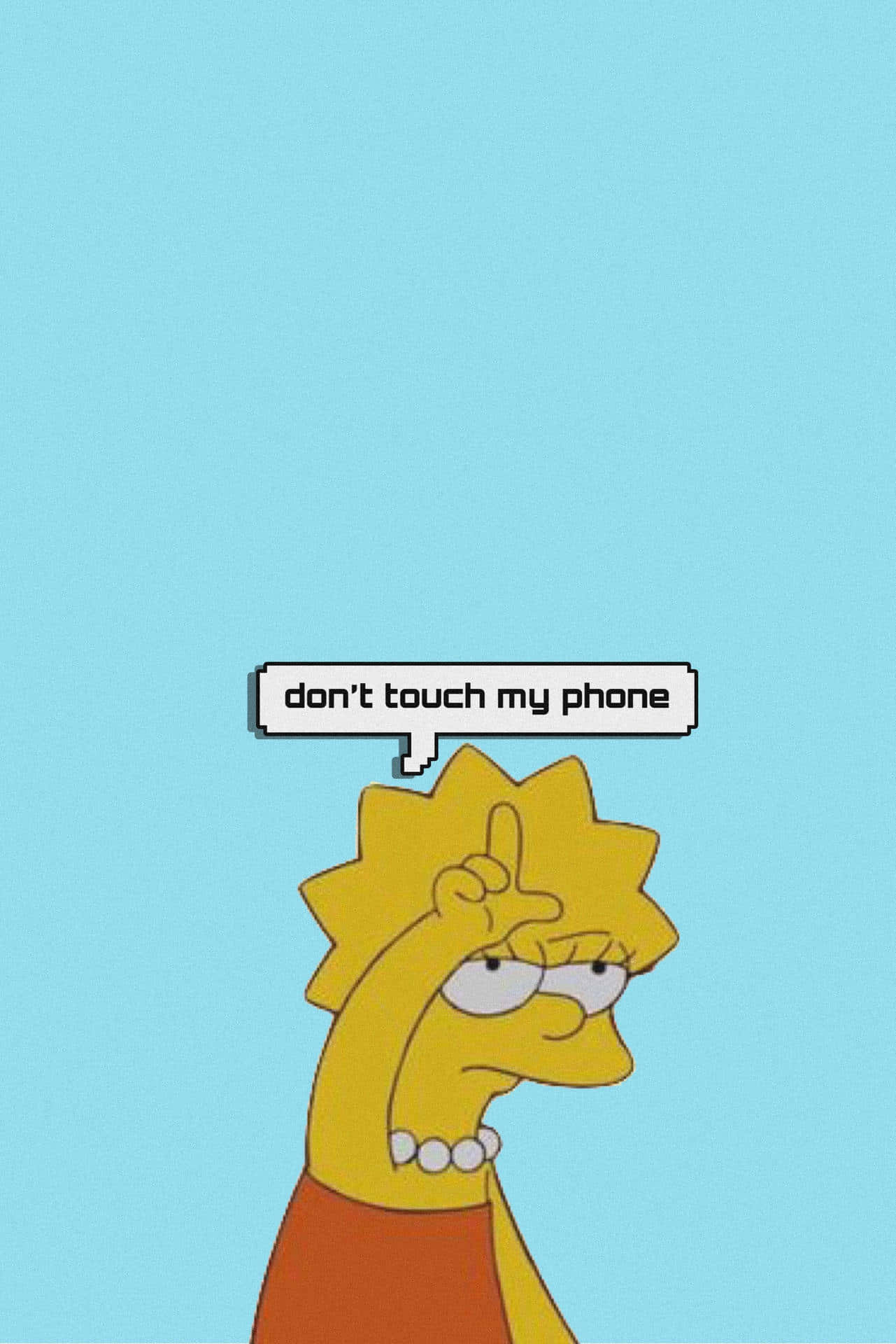Lisa Simpson, solid blue background, speech bubble, Full HD Phone Wallpaper