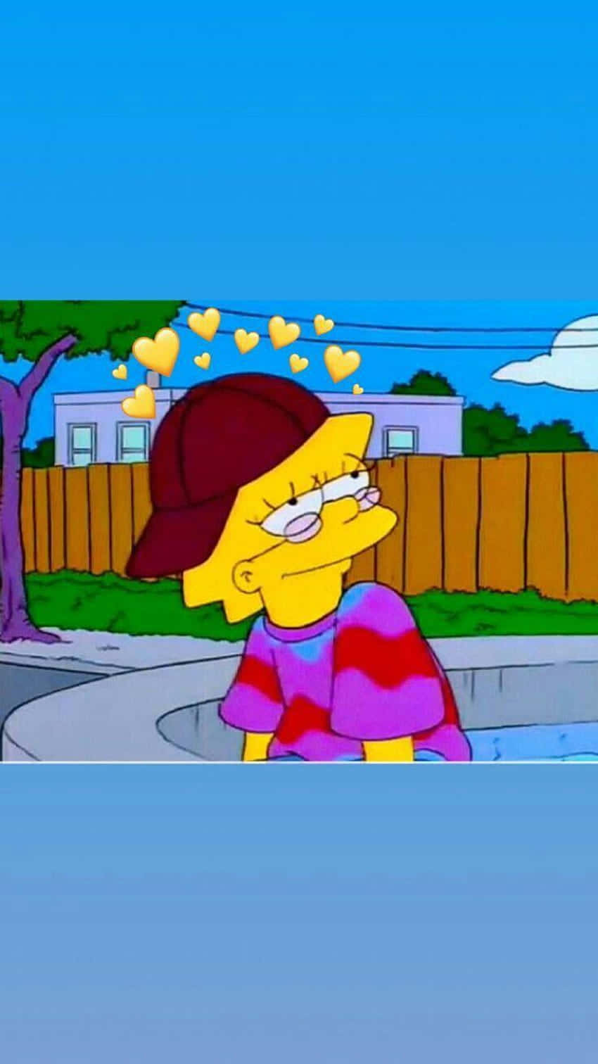 Lisa Simpson, hearts, curb, HD Phone Wallpaper
