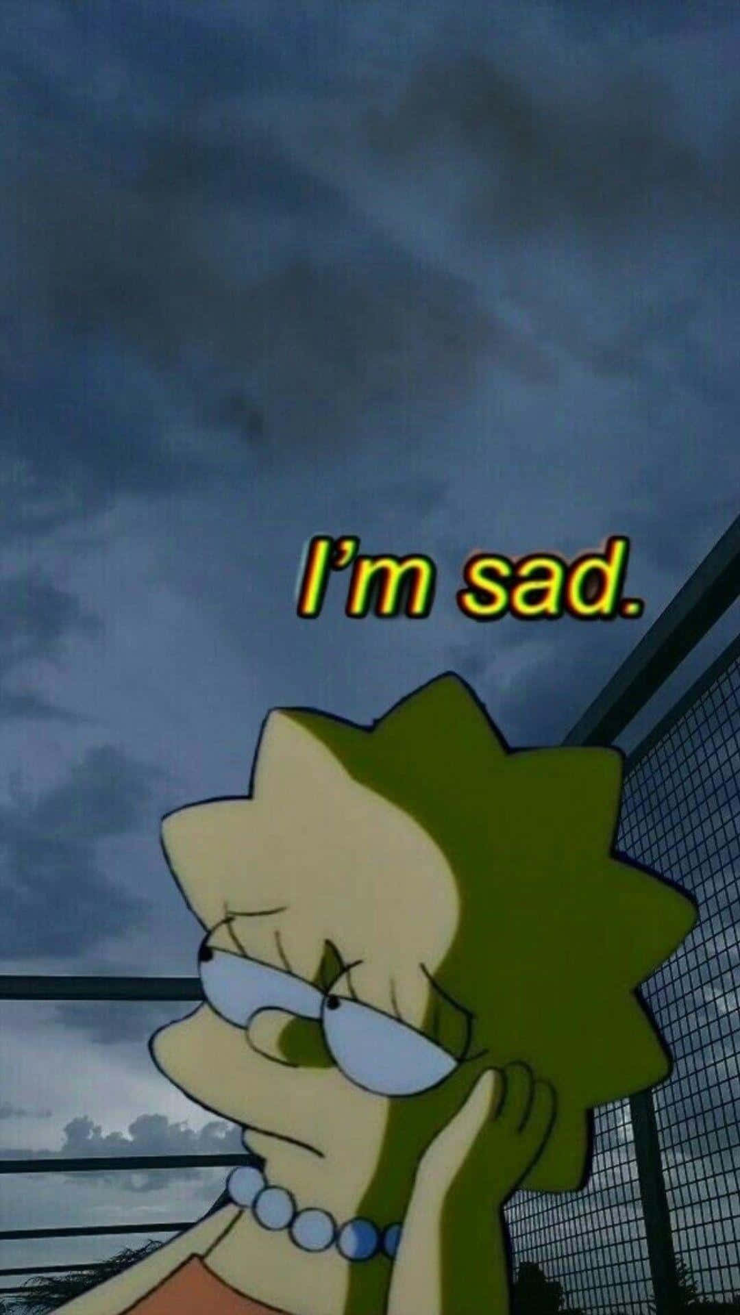 Lisa Simpson, cloudy day, gloomy sky, Full HD Phone Wallpaper