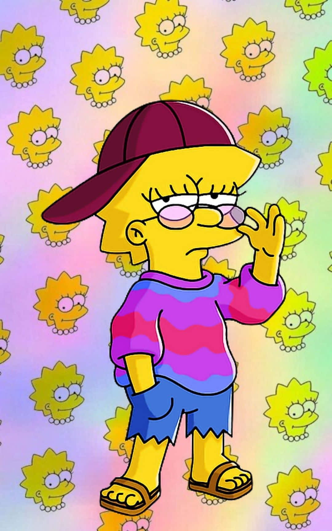 Lisa Simpson, maroon cap, purple shirt, HD Phone Wallpaper