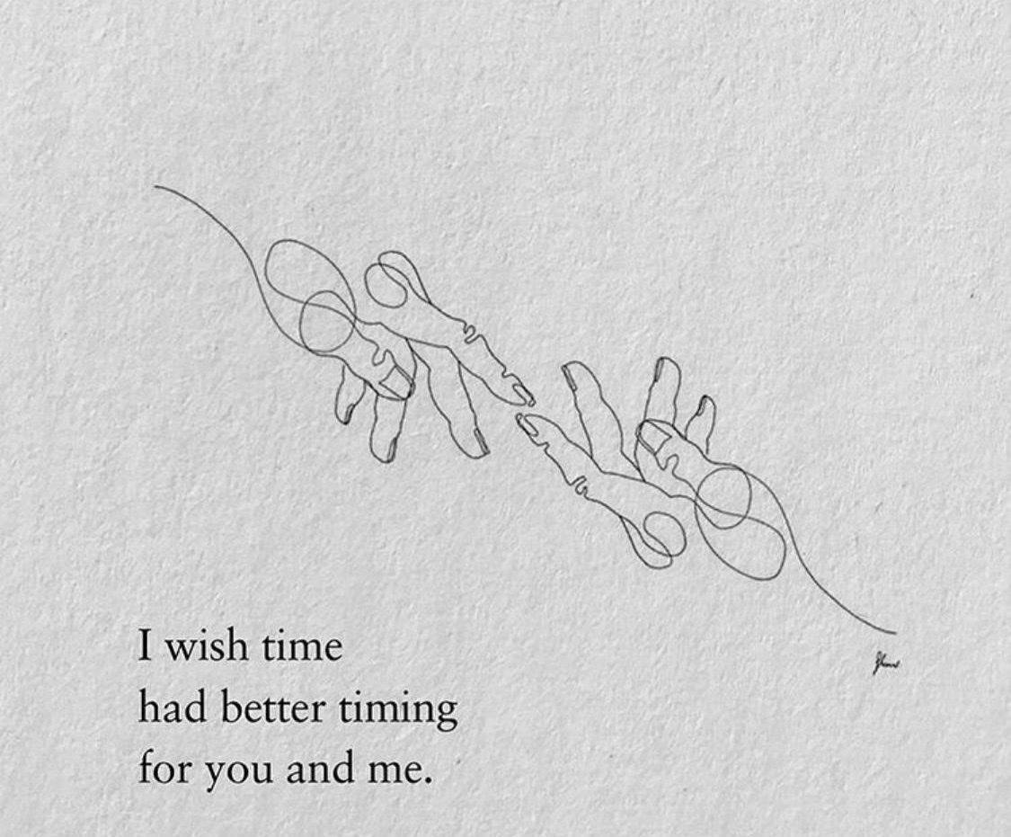 One-Sided Love Better Timing, minimalist line drawing, two hands reaching toward each other, SD Desktop Wallpaper