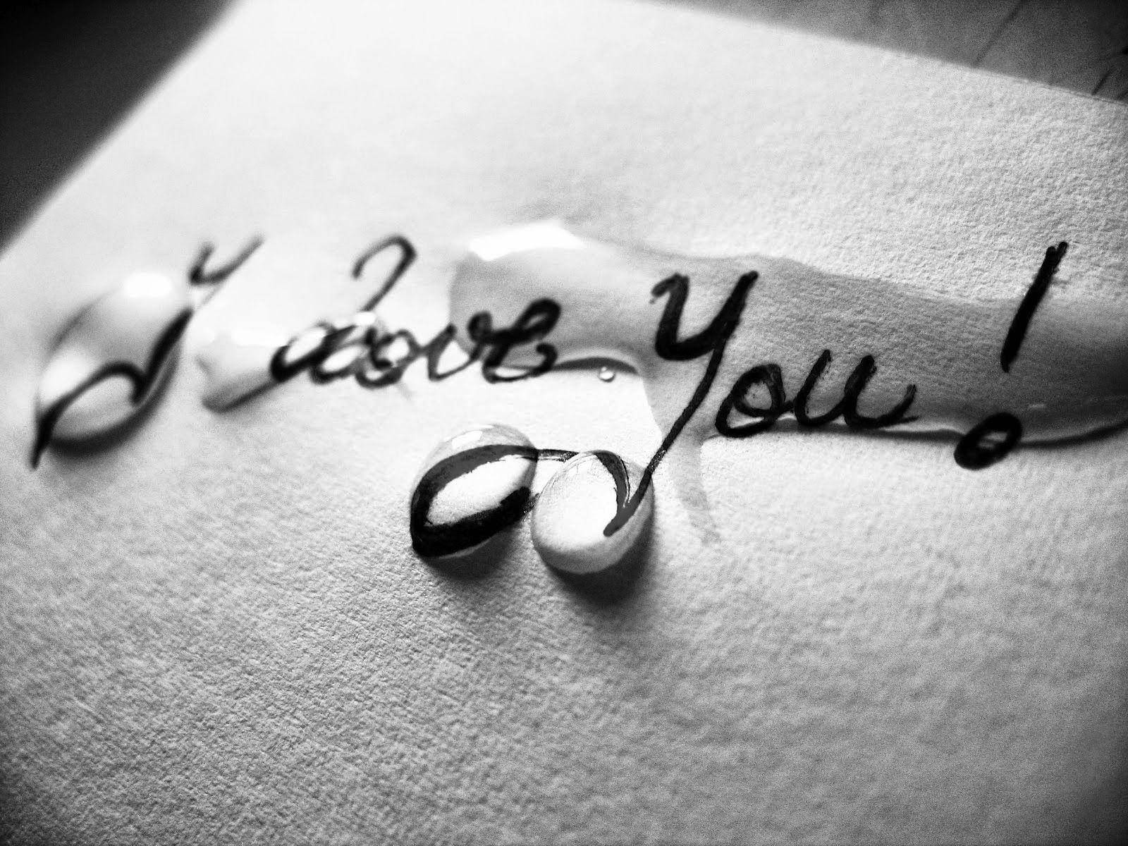I love you!, glossy water droplets, textured paper, HD Desktop Wallpaper