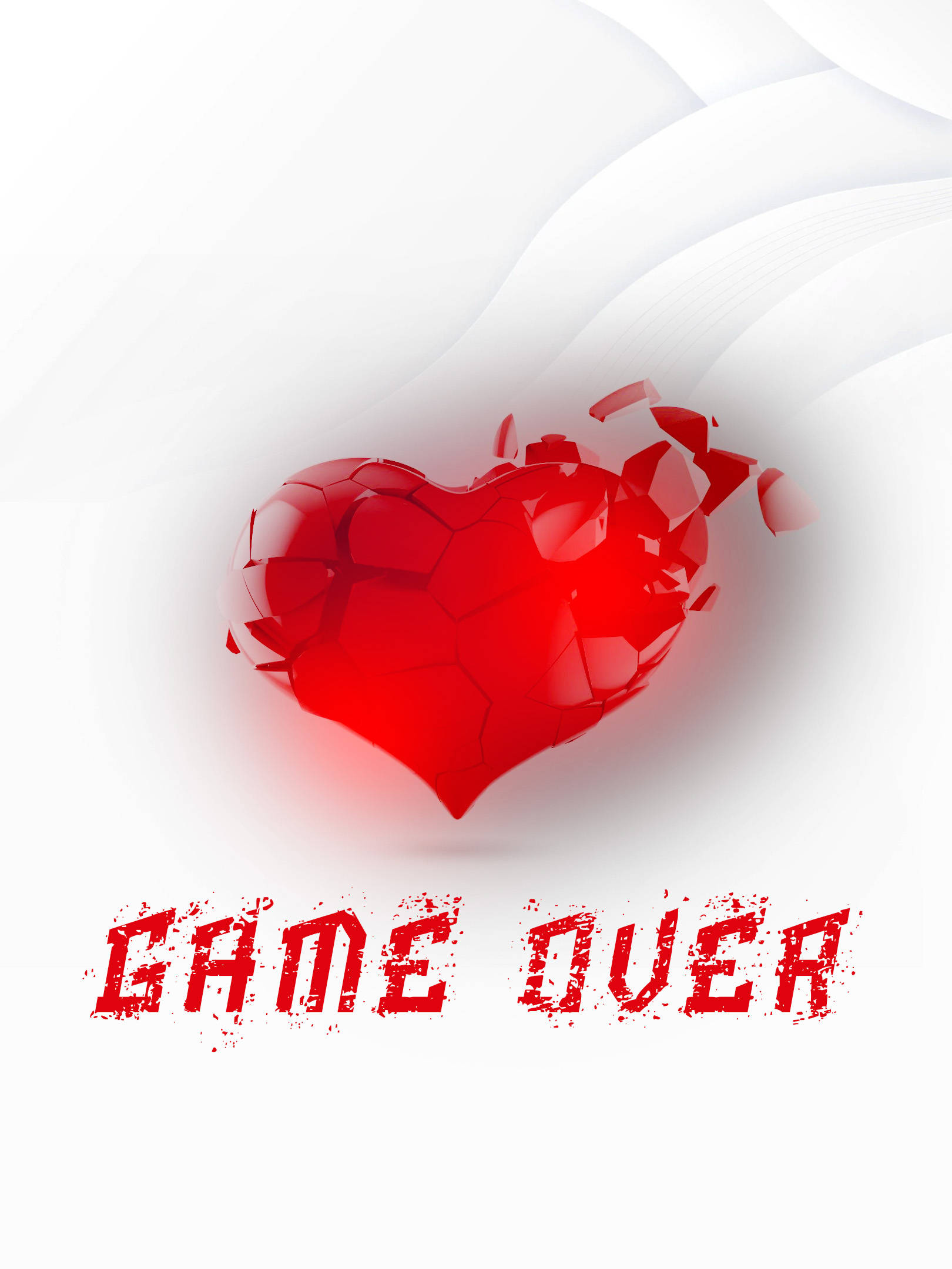 shattered red heart, white background, GAME OVER, Full HD Phone Wallpaper