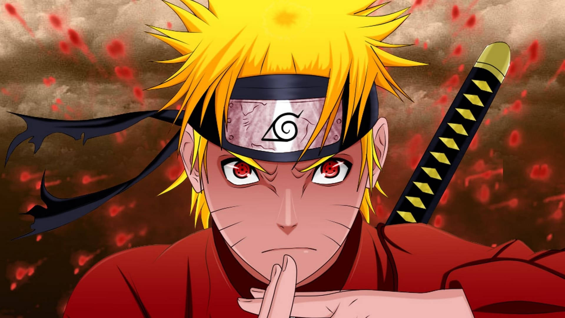 Naruto, spiky blonde hair, red eyes, Full HD Desktop Wallpaper
