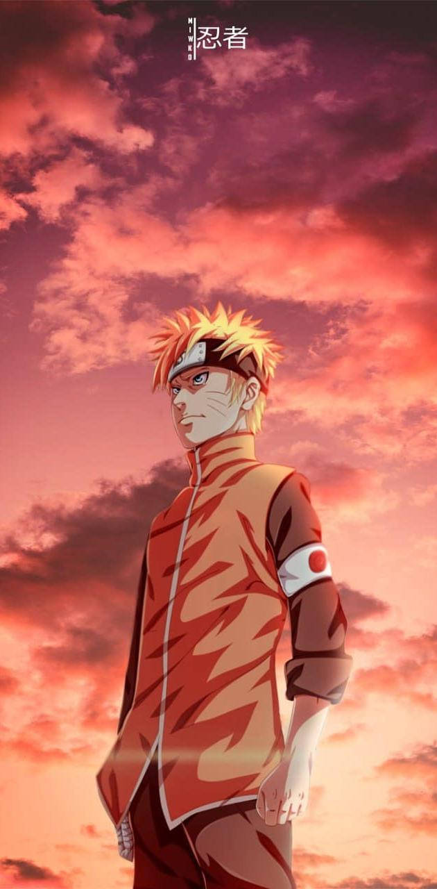 Sad Naruto, sunset sky, fiery sunset sky, HD Phone Wallpaper