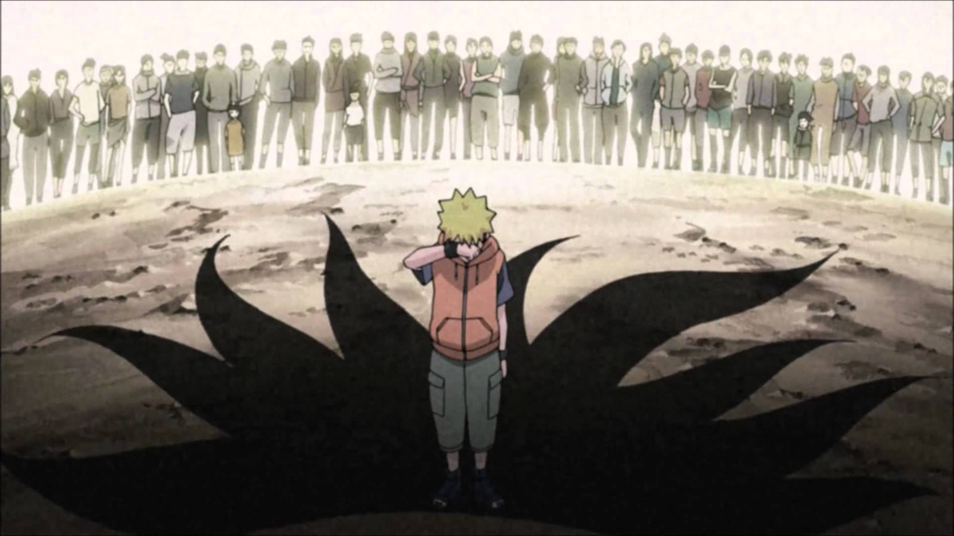 Naruto, spiky hair, nine-tailed fox silhouette, Full HD Desktop Wallpaper