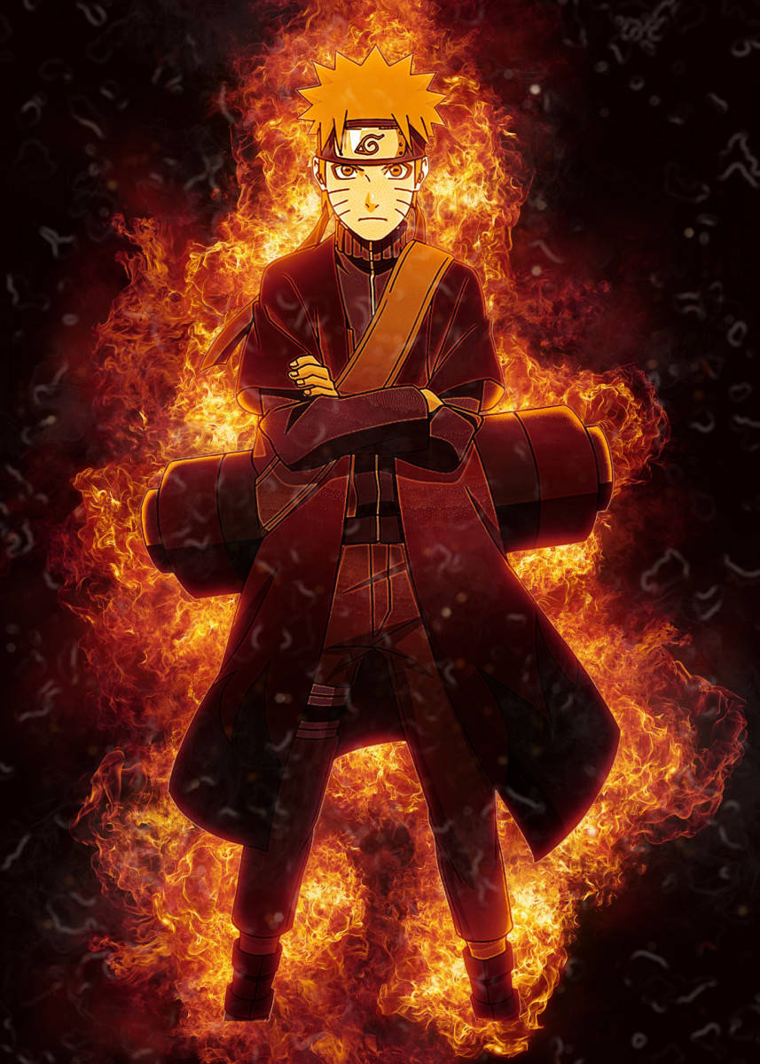 Sad Naruto, blazing fire, orange flames, SD Phone Wallpaper