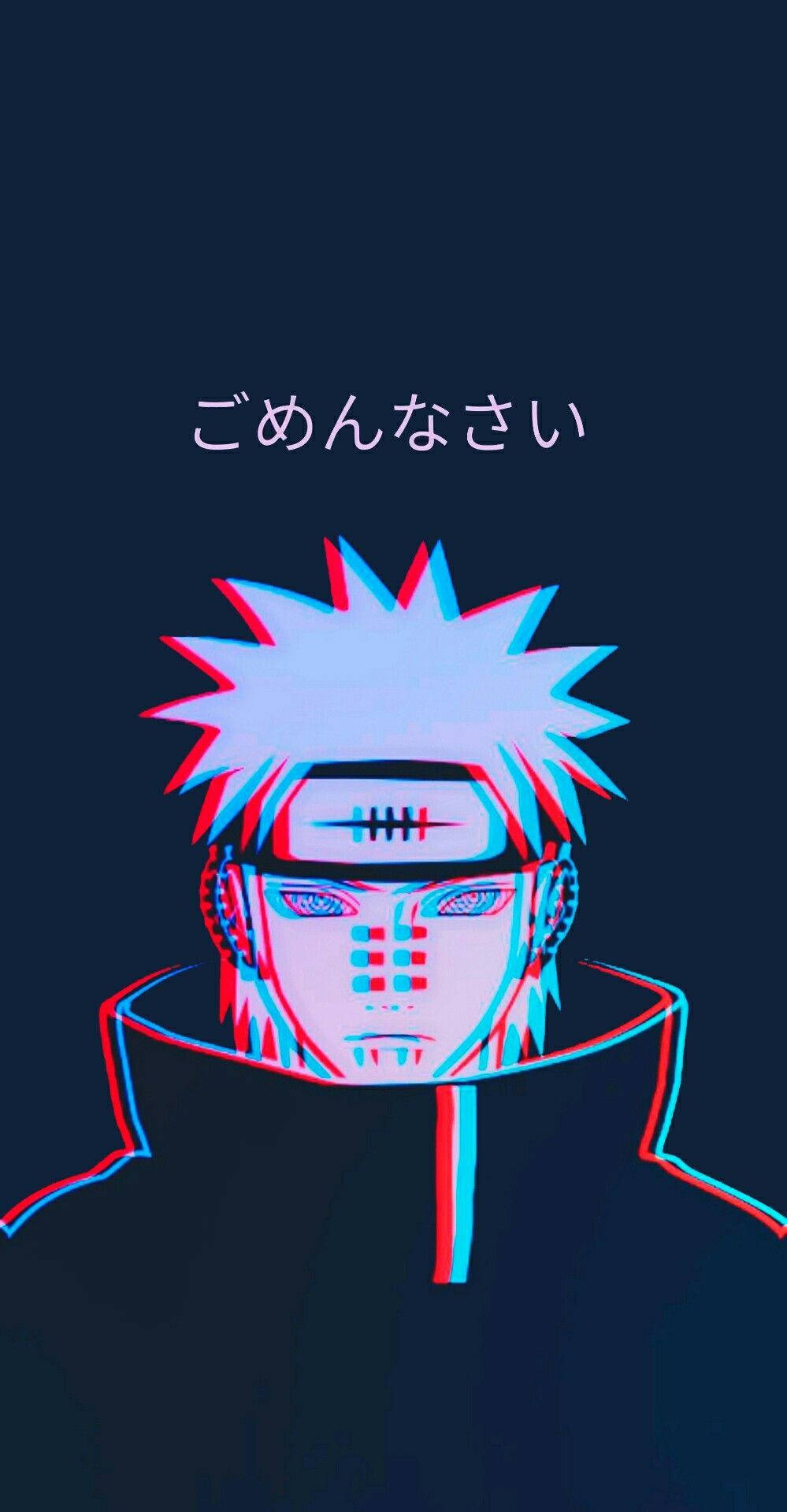 Naruto, spiky white hair, red blue anaglyph 3d effect, Full HD Phone Wallpaper