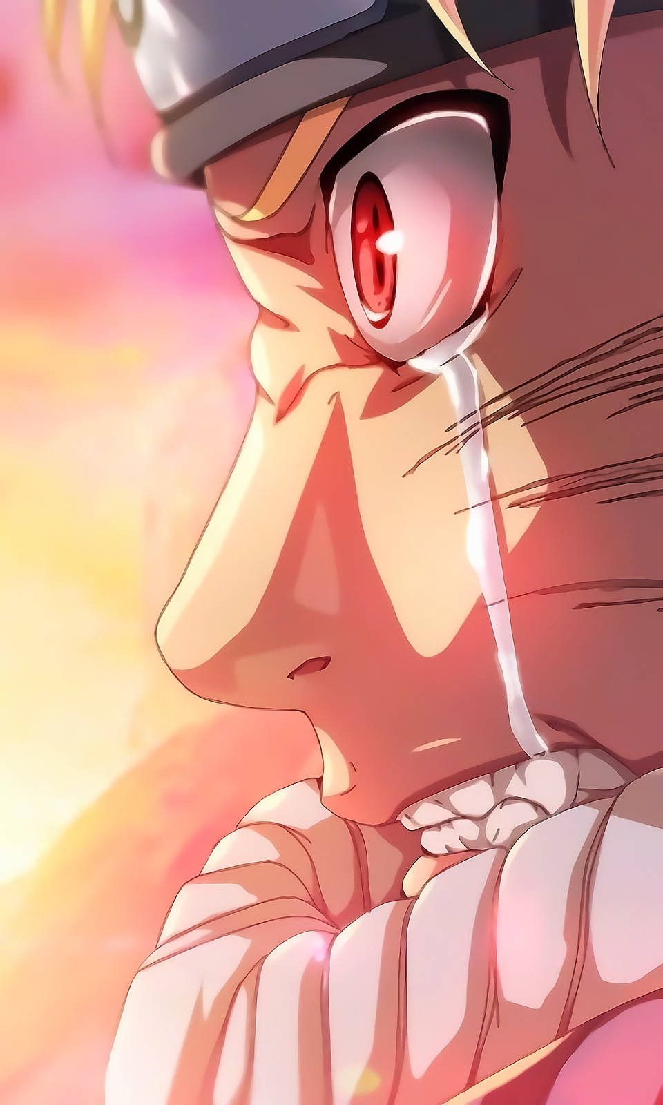 Sad Naruto, red eyes, tear streaming down his face, HD Phone Wallpaper